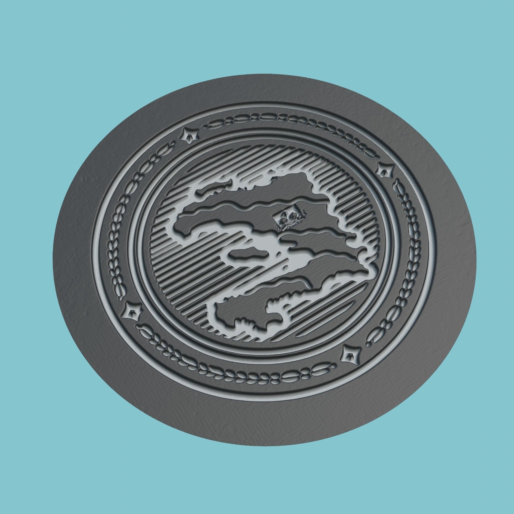 Haiti Map Medallion 3D print model_1