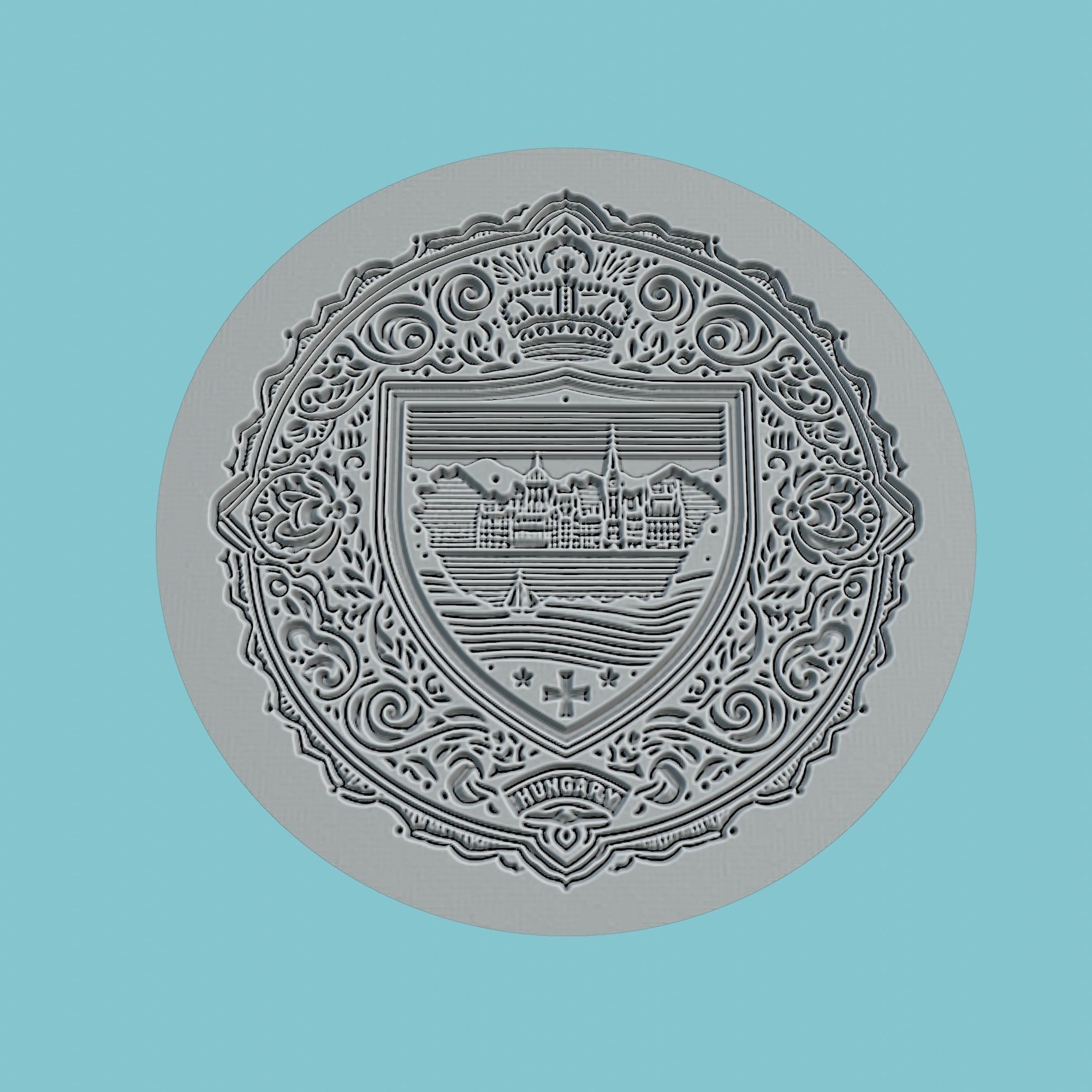 Hungary Map Medallion 3D print model_2