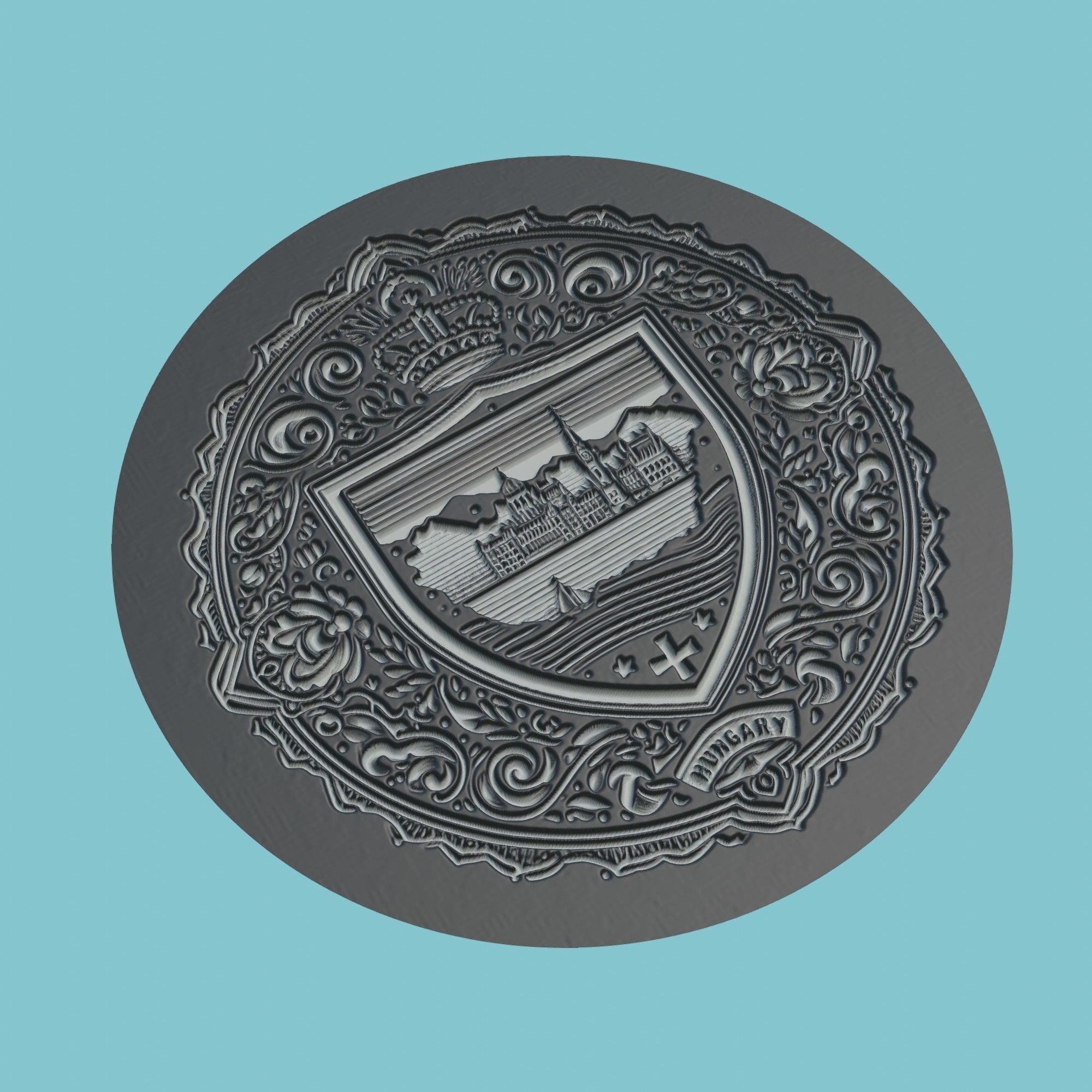 Hungary Map Medallion 3D print model_1