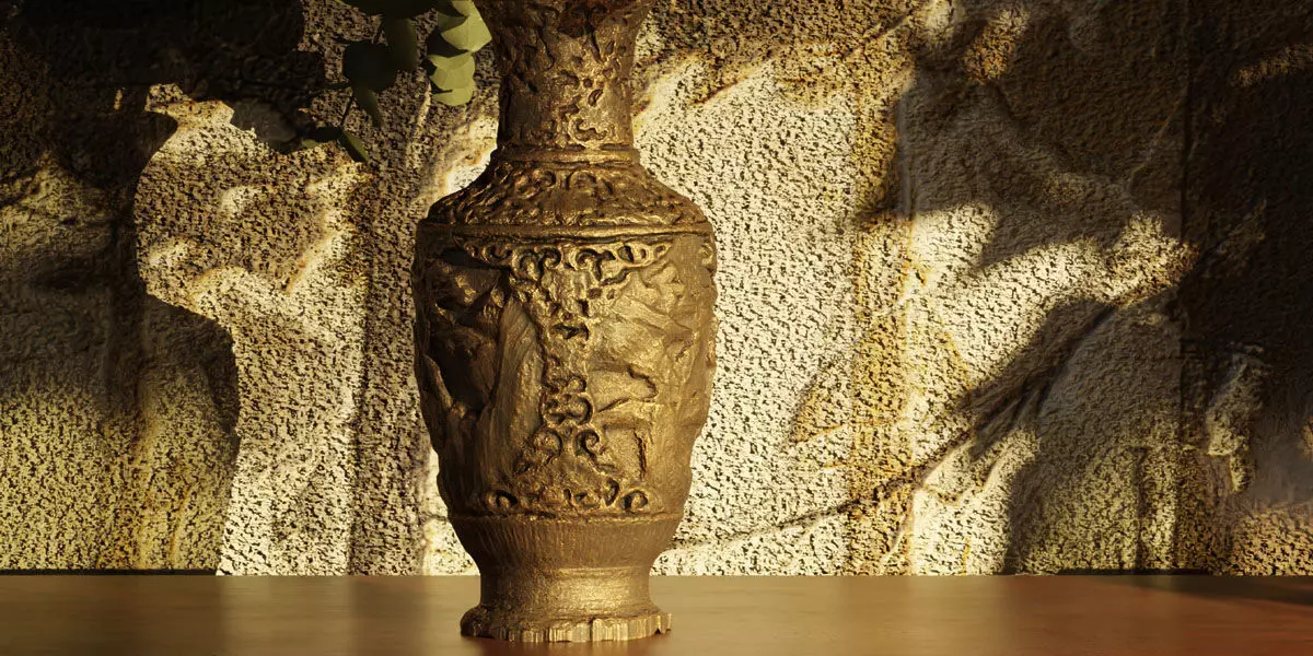 Photorealistic Asian Bronze Vase Low-poly 3D model
