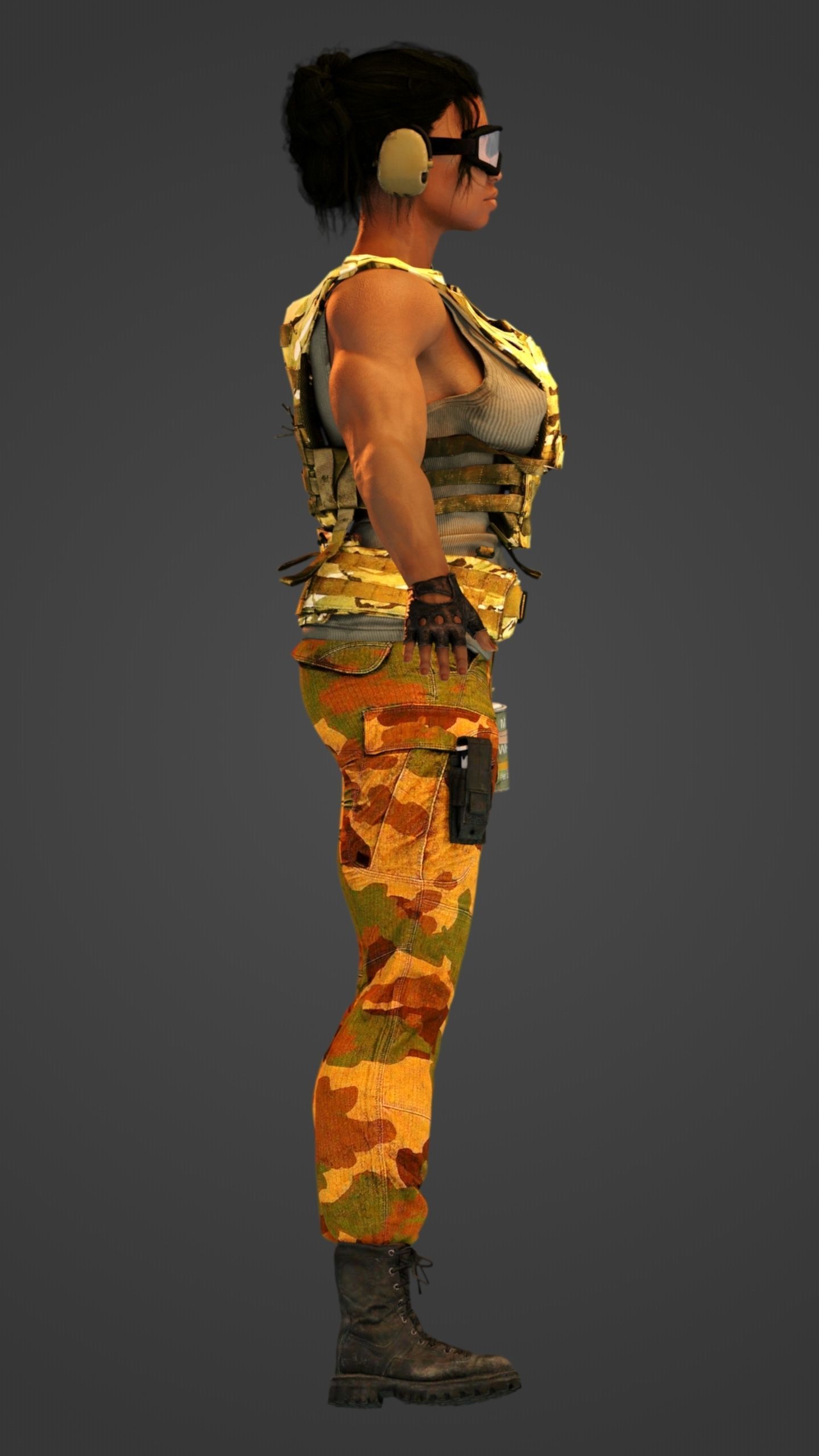 African American Female Military Soldier 3D model_5