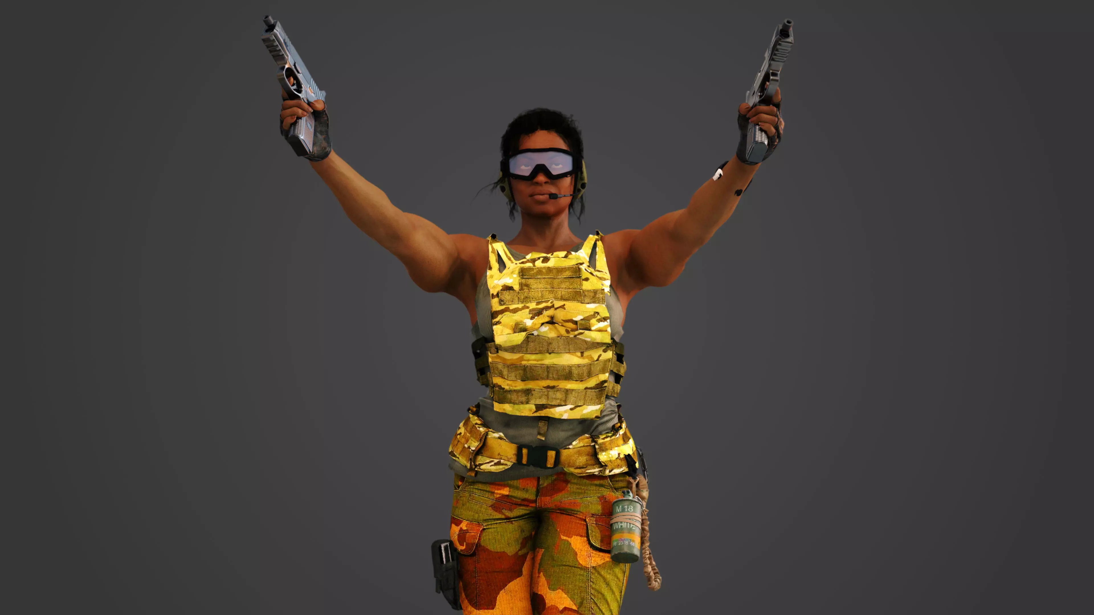 African American Female Military Soldier 3D model_0