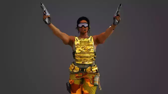 African American Female Military Soldier 3D model African American Female Military Soldier 3D model