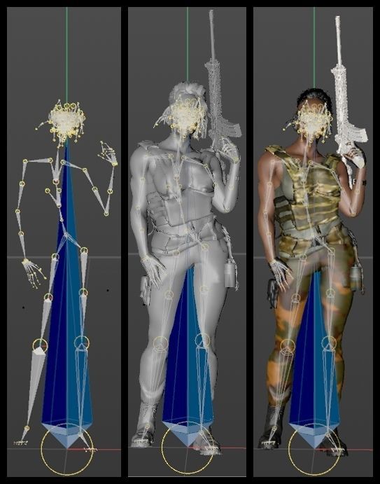 African American Female Military Soldier 3D model_9