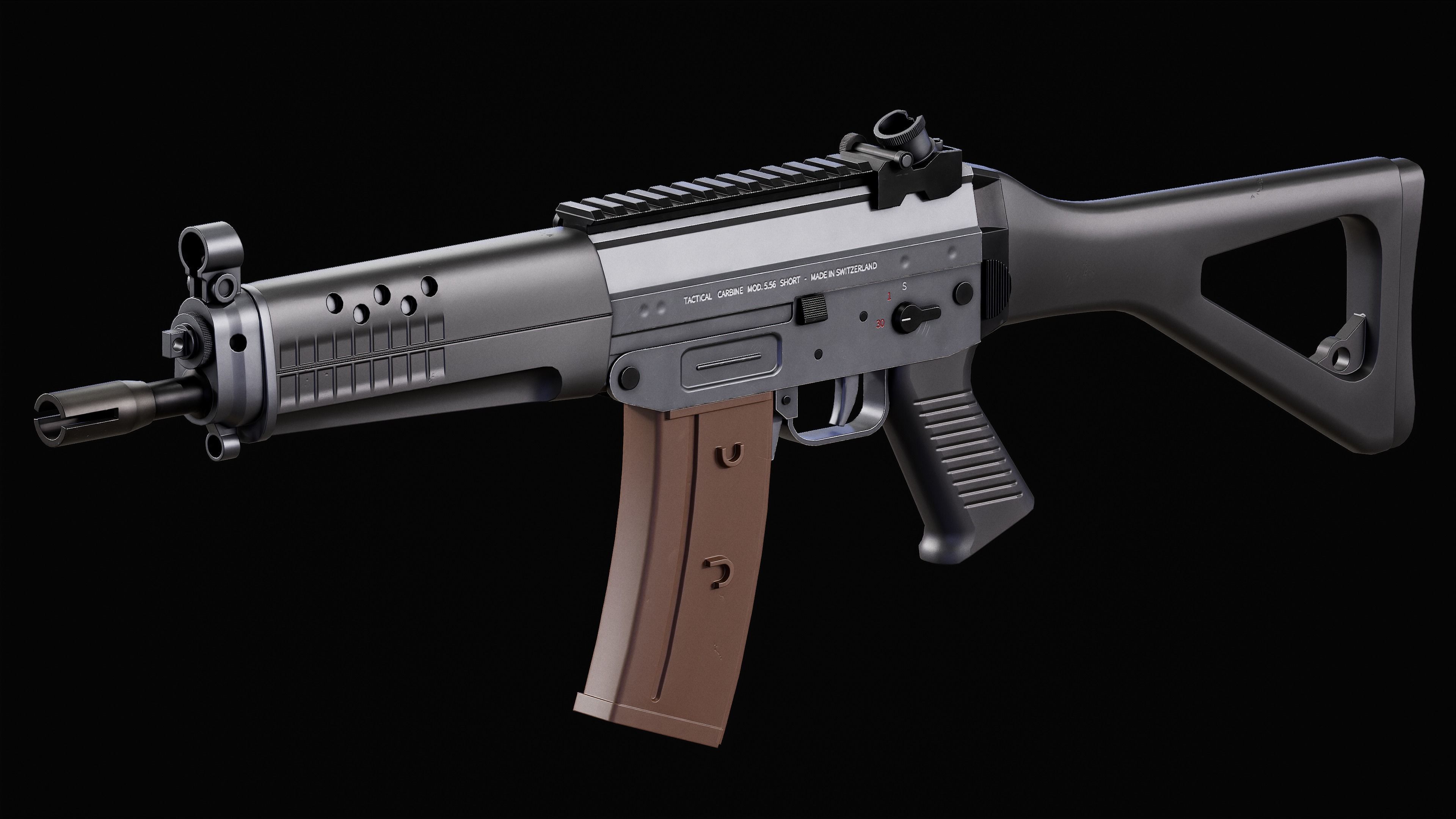 Game Ready Sig SG 553 Rifle PBR Rigged Low-poly 3D model_1