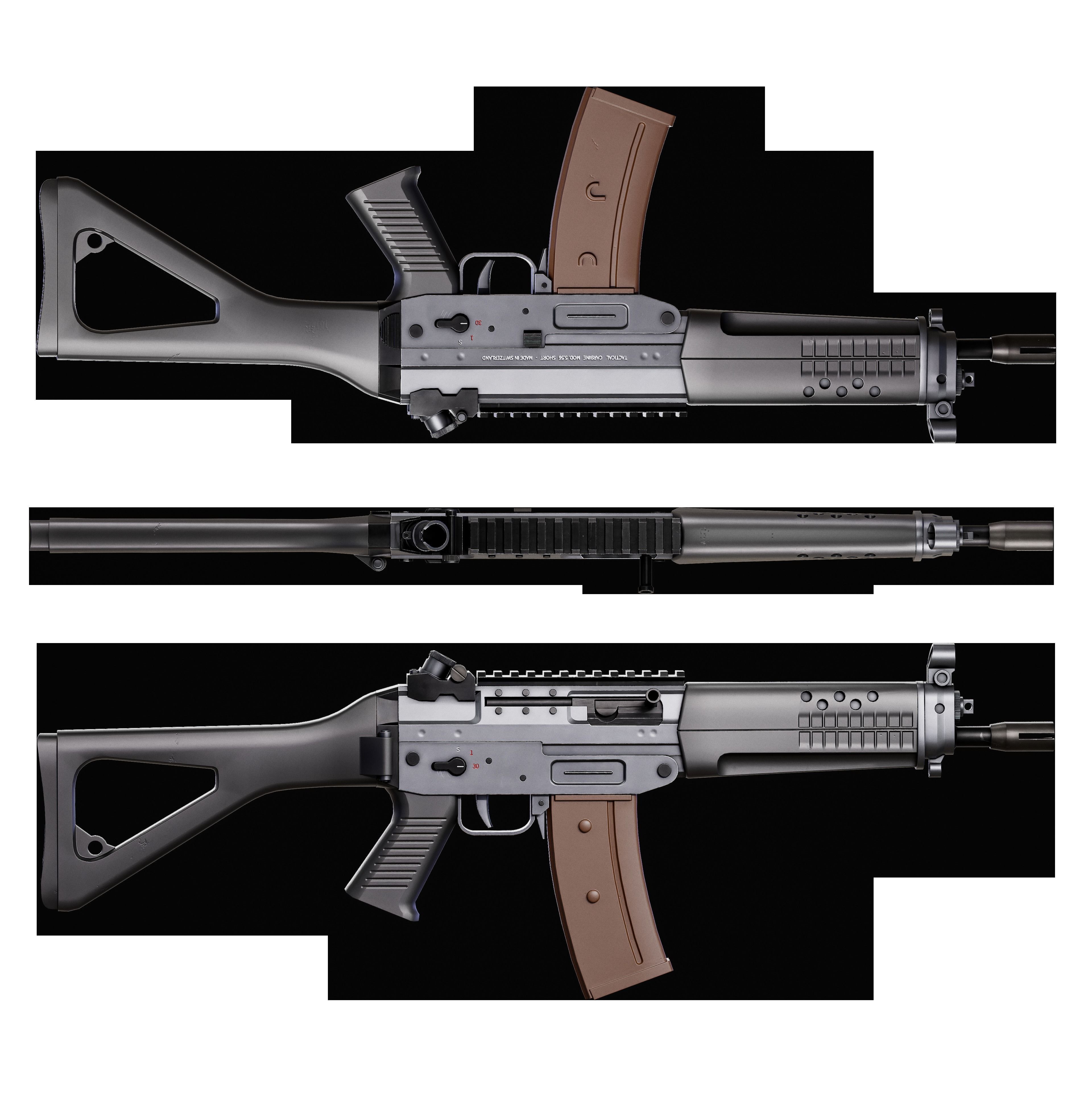 Game Ready Sig SG 553 Rifle PBR Rigged Low-poly 3D model_3