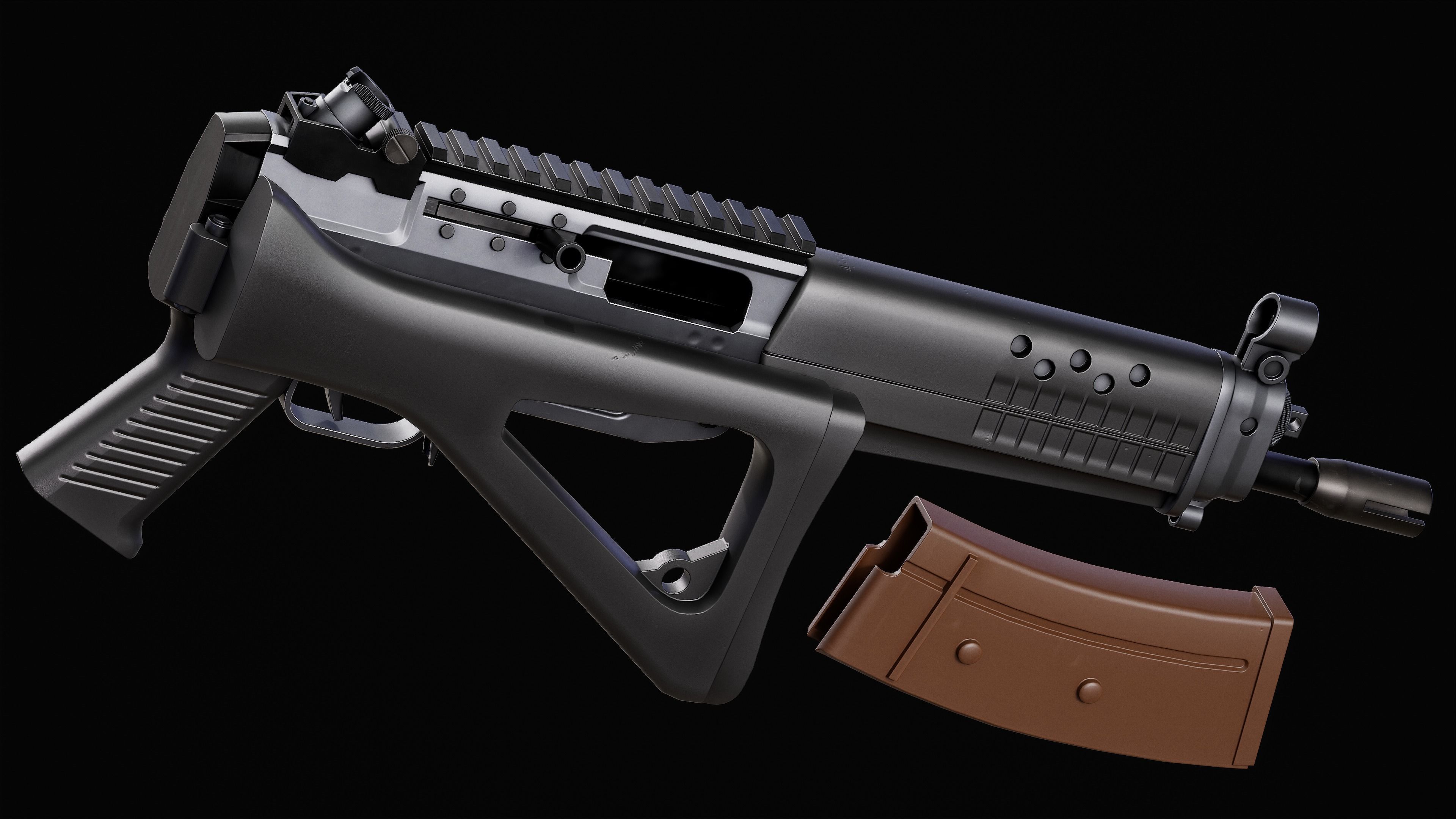 Game Ready Sig SG 553 Rifle PBR Rigged Low-poly 3D model_2