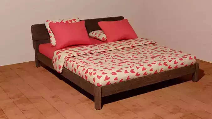 DOUBLE BED PBR 3-D MODEL