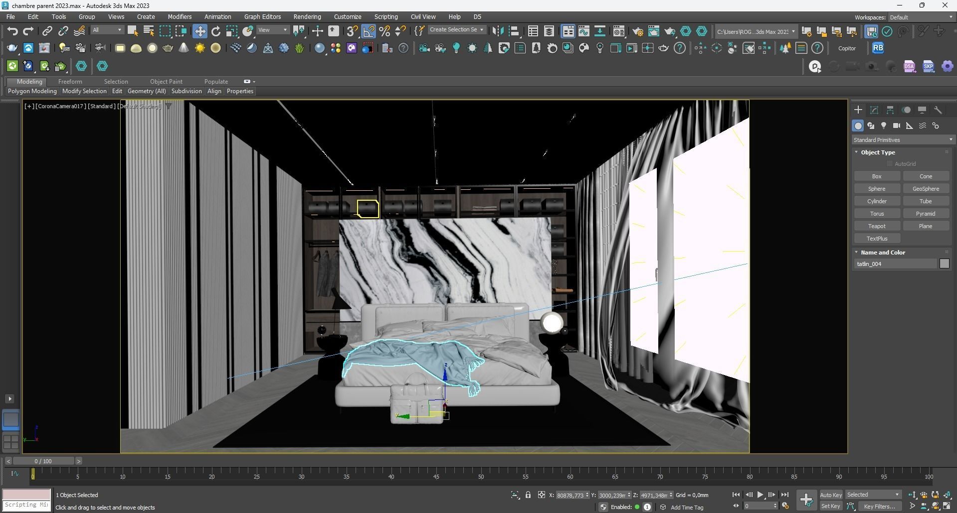 Corona render Modern Bedroom  3D model_1