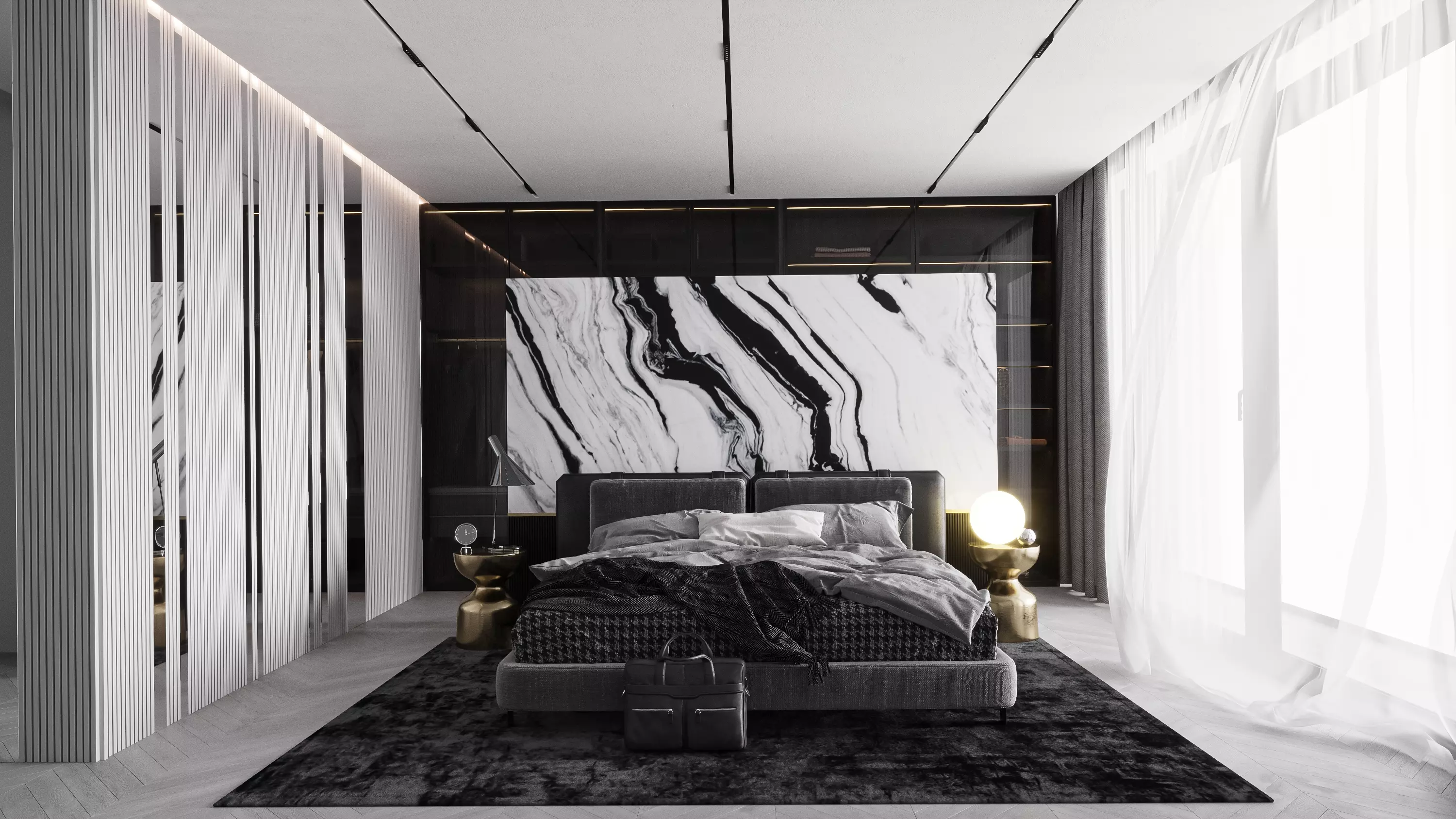 Corona render Modern Bedroom  3D model_0