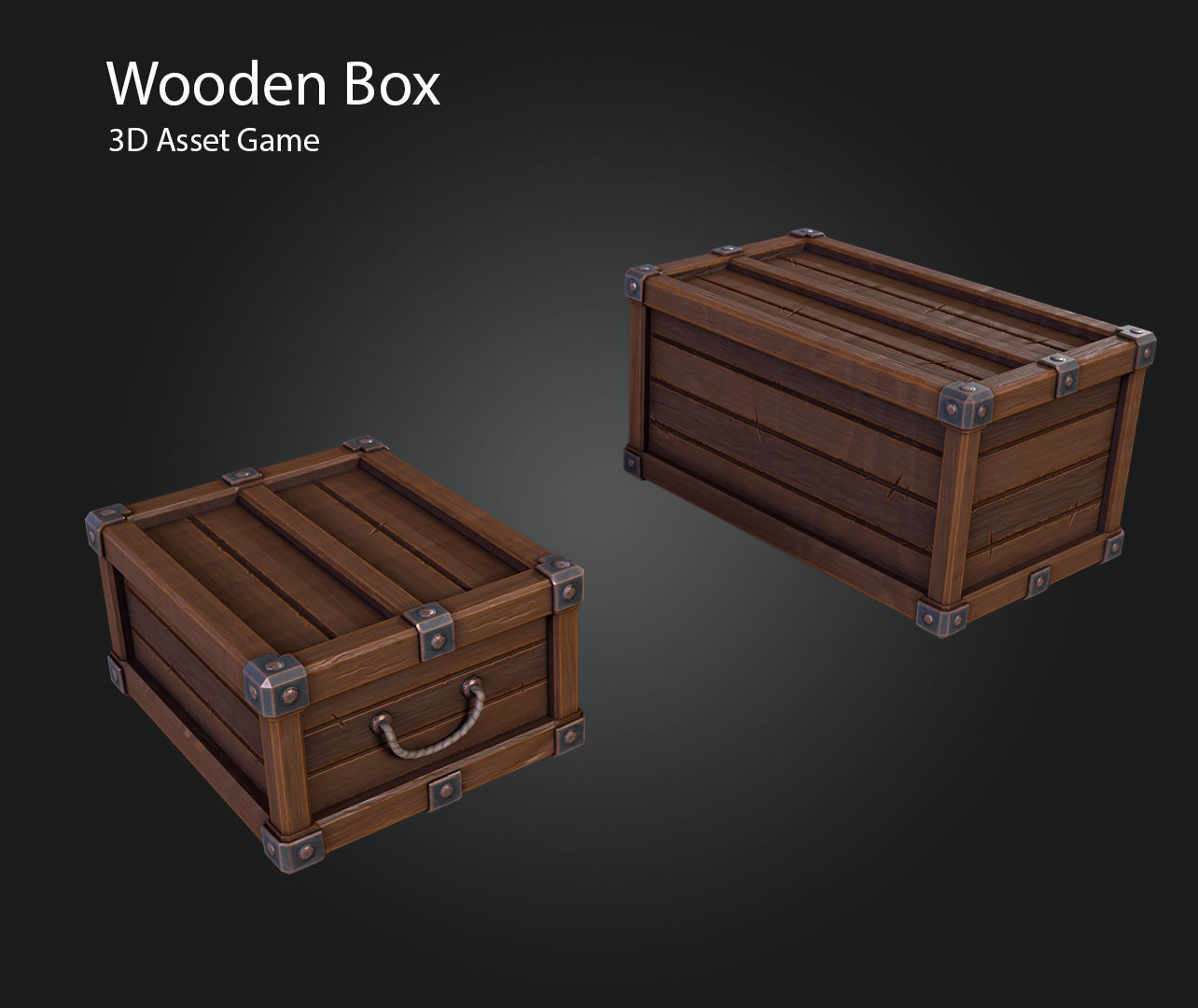 Wooden Box Low-poly 3D model_3