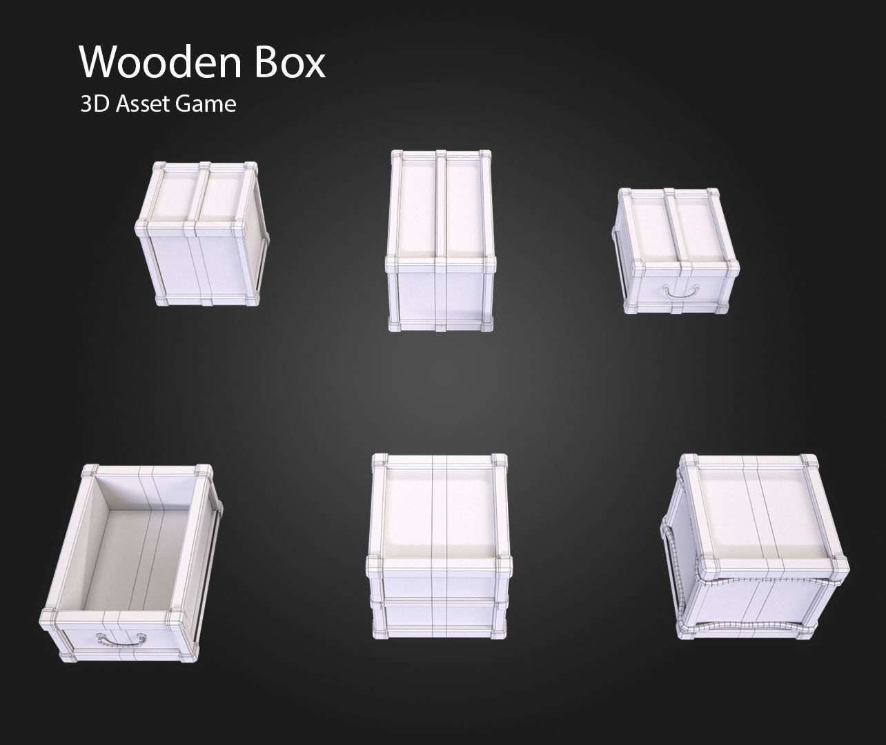 Wooden Box Low-poly 3D model_11