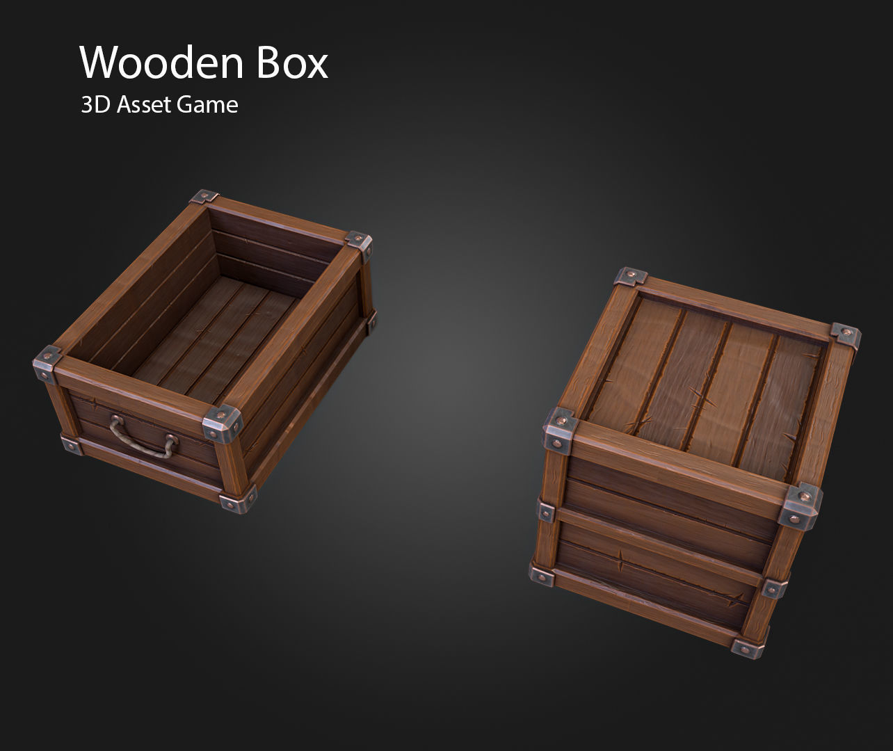 Wooden Box Low-poly 3D model_6