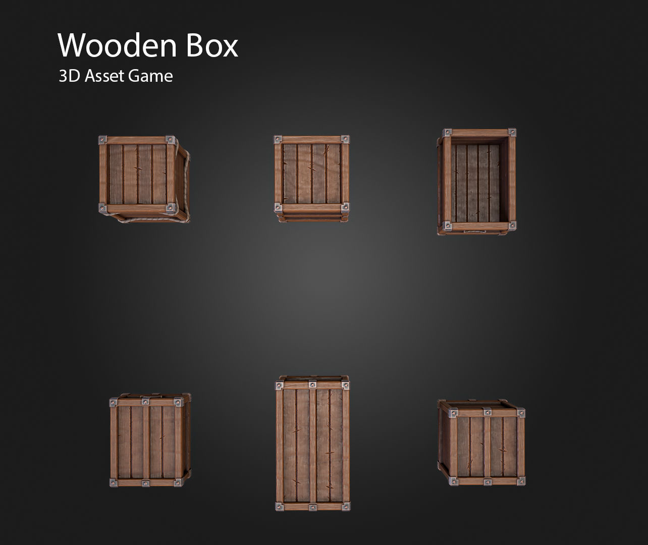 Wooden Box Low-poly 3D model_10