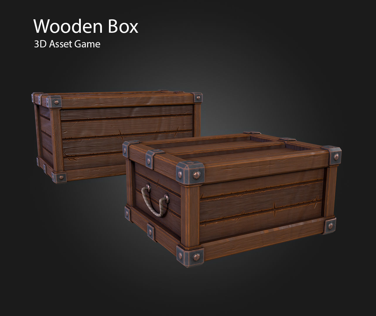 Wooden Box Low-poly 3D model_4