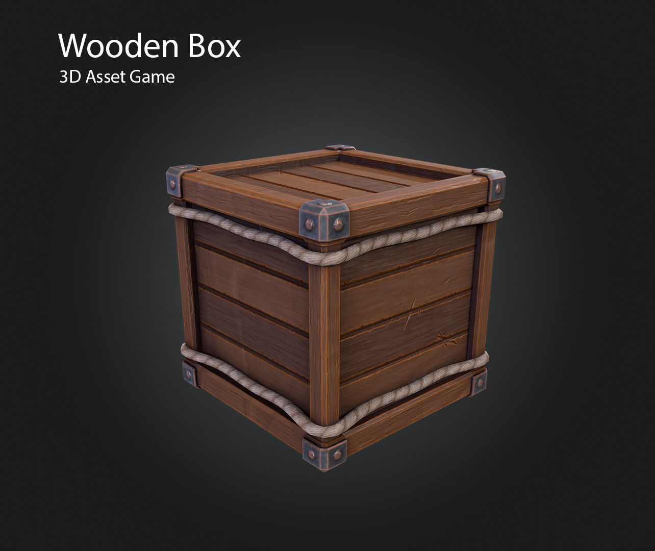 Wooden Box Low-poly 3D model_7
