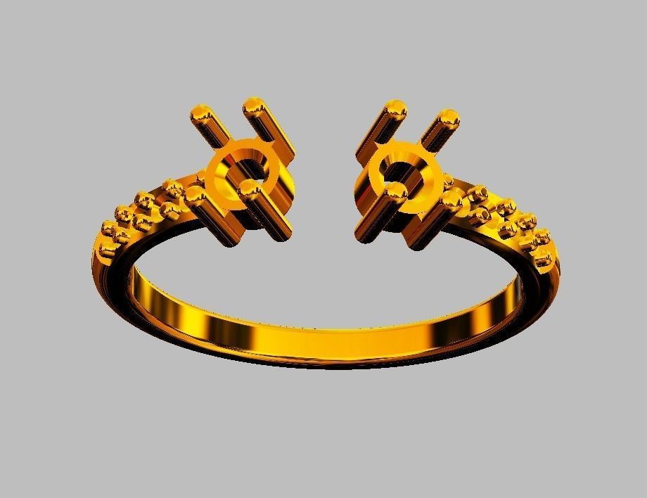 Open Gemstone Ring 3D print model_7