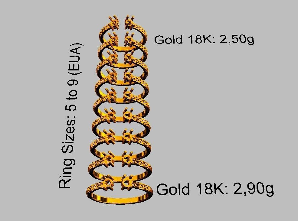 Open Gemstone Ring 3D print model_5