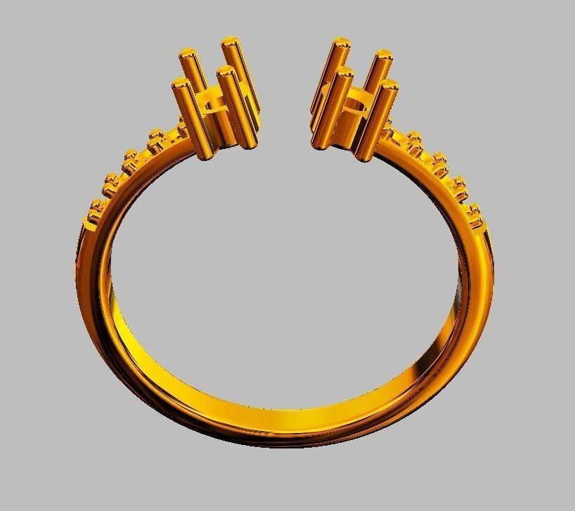 Open Gemstone Ring 3D print model_9