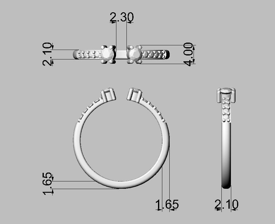 Open Gemstone Ring 3D print model_4