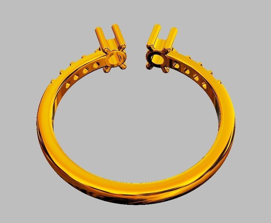 Open Gemstone Ring 3D print model_11