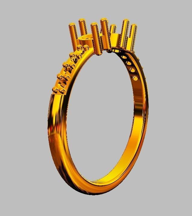 Open Gemstone Ring 3D print model_10