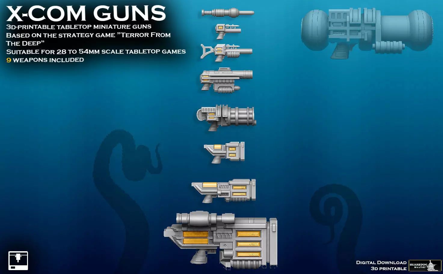 X-COM Terror From The Deep Weapons 1 3D print model_0