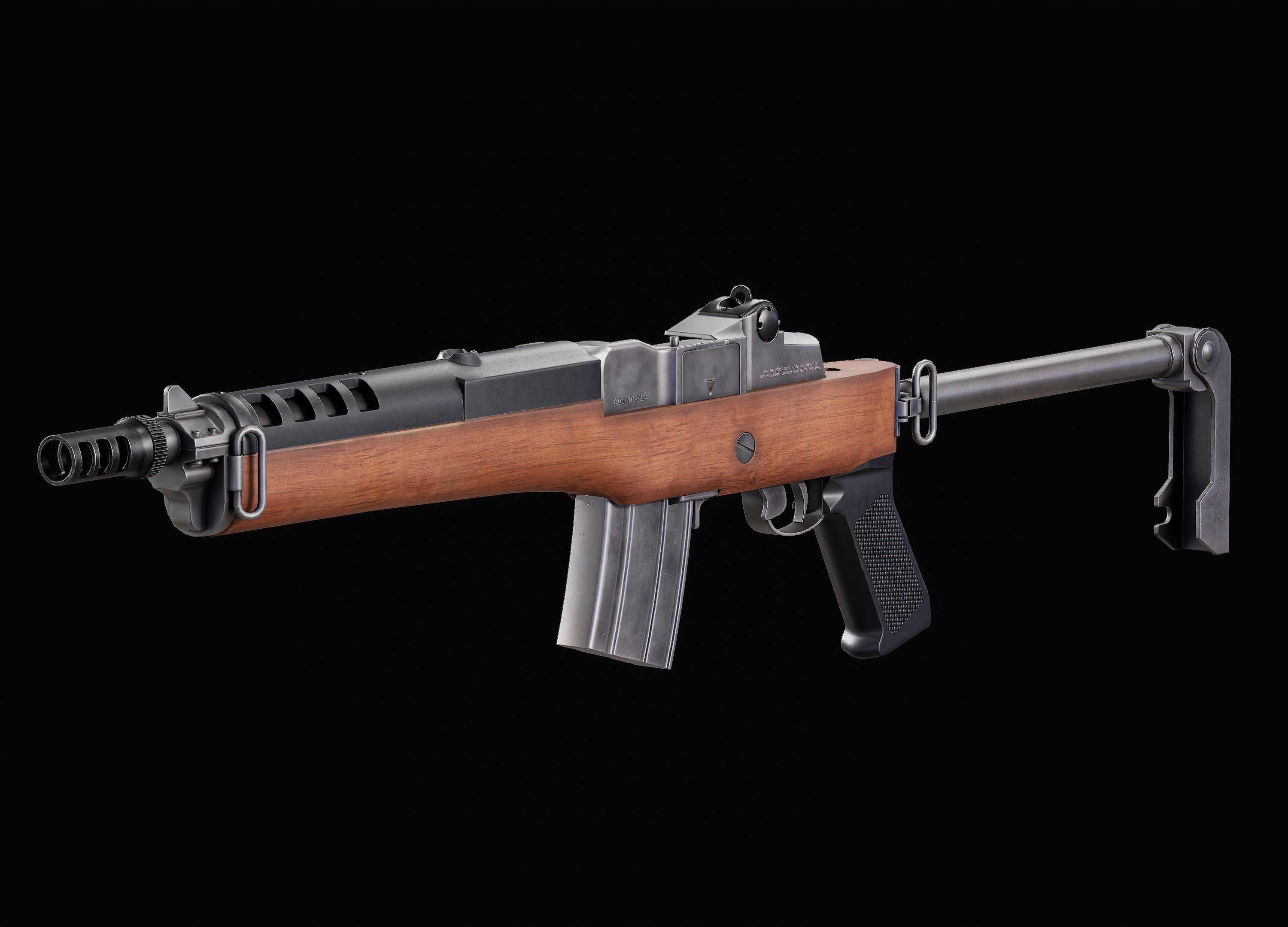 Game Ready Ruger Mini 14 PBR Rigged Low-poly 3D model_3