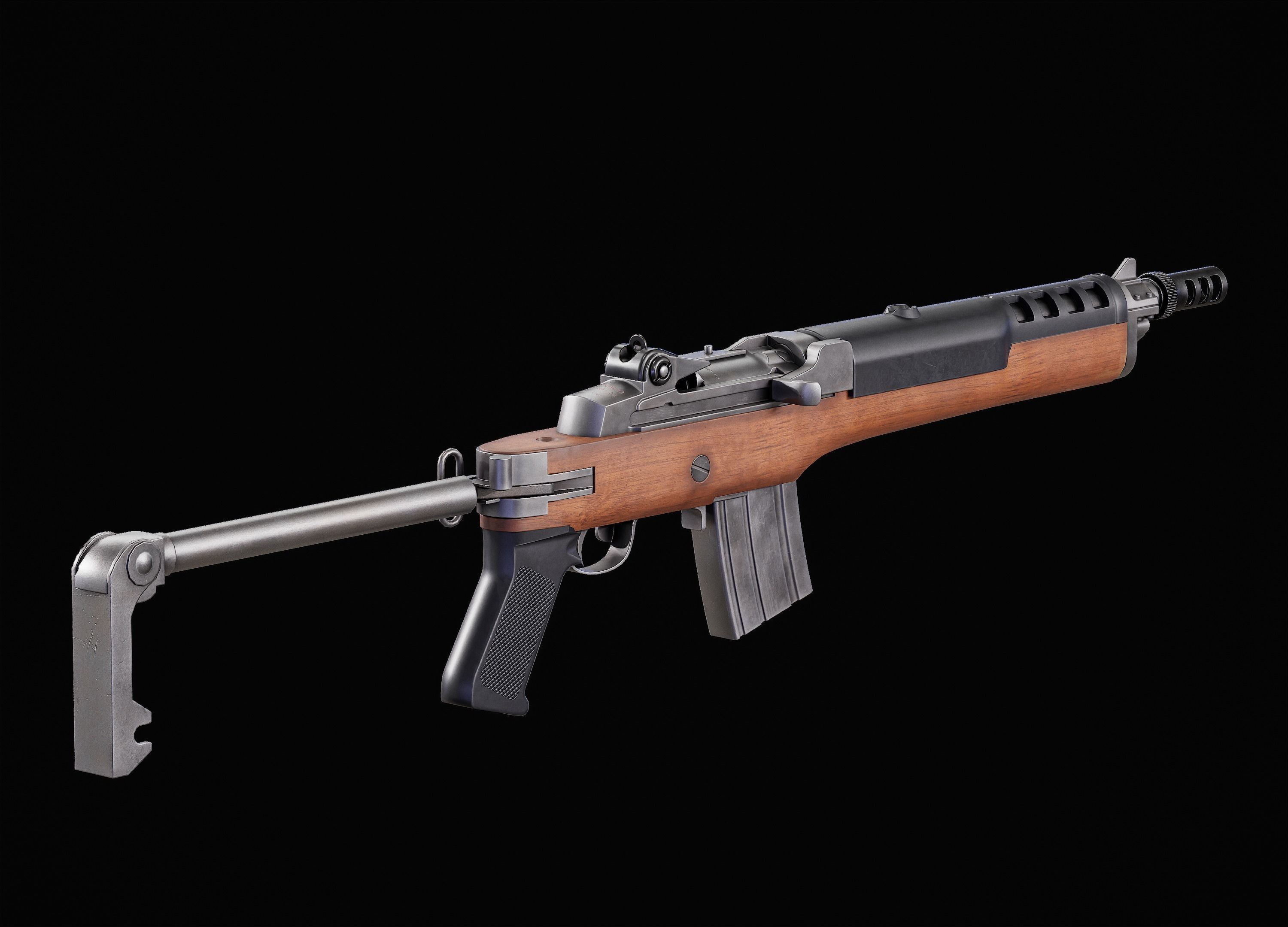 Game Ready Ruger Mini 14 PBR Rigged Low-poly 3D model_4