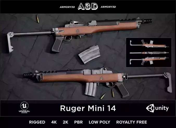 Game Ready Ruger Mini 14 PBR Rigged