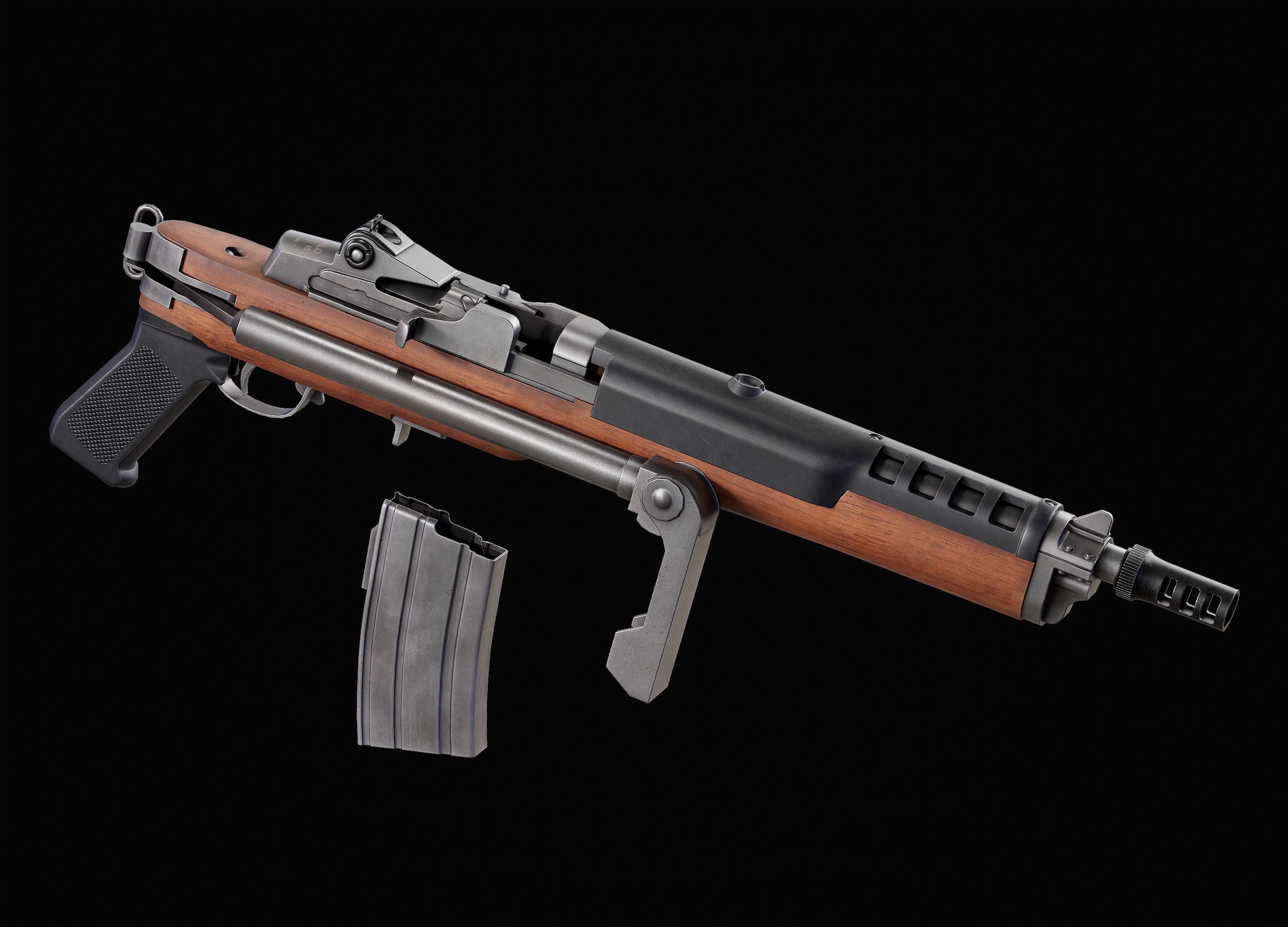 Game Ready Ruger Mini 14 PBR Rigged Low-poly 3D model_2