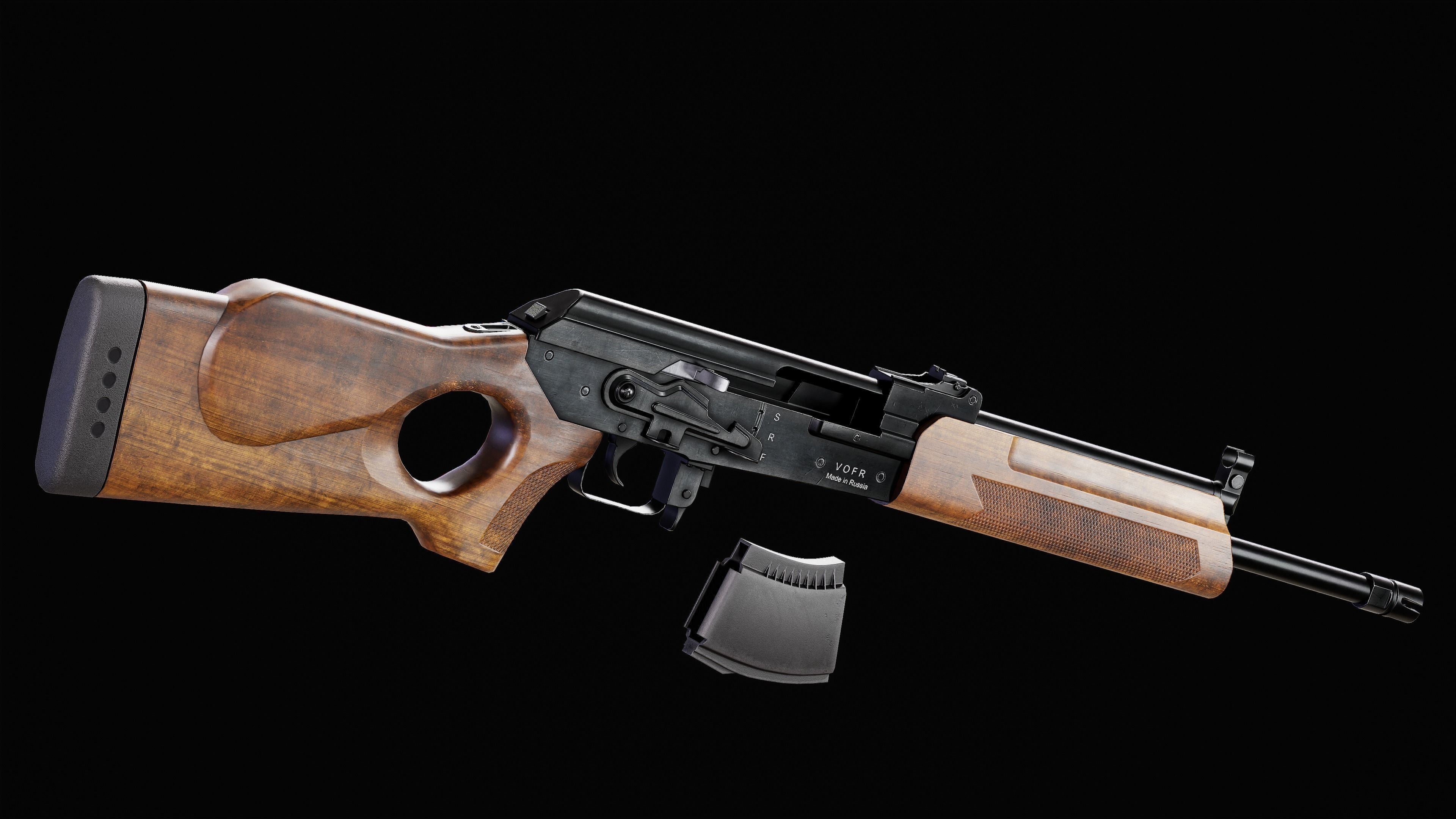 Game Ready VEPR Rifle PBR Rigged  Low-poly 3D model_3