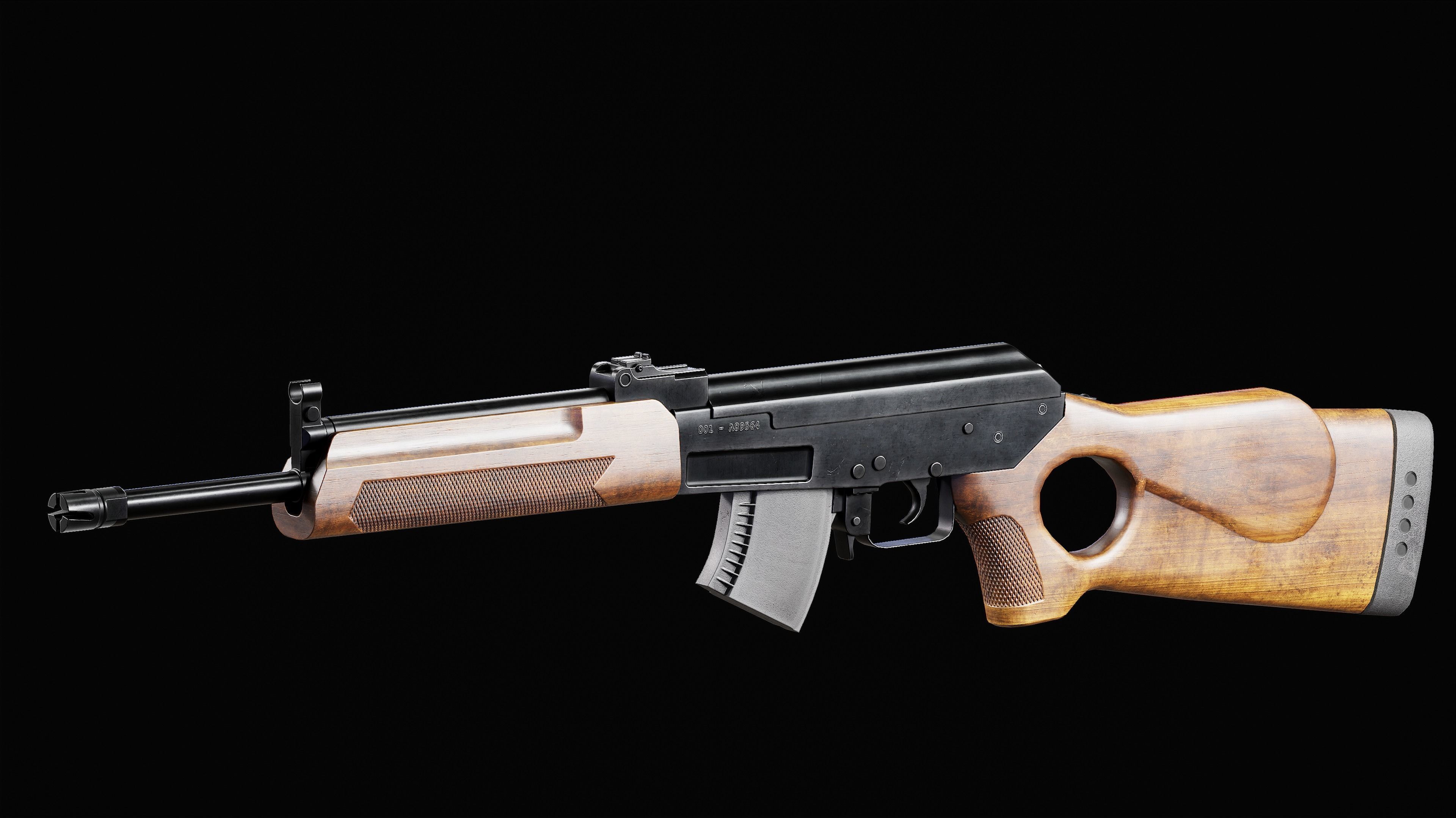 Game Ready VEPR Rifle PBR Rigged  Low-poly 3D model_2