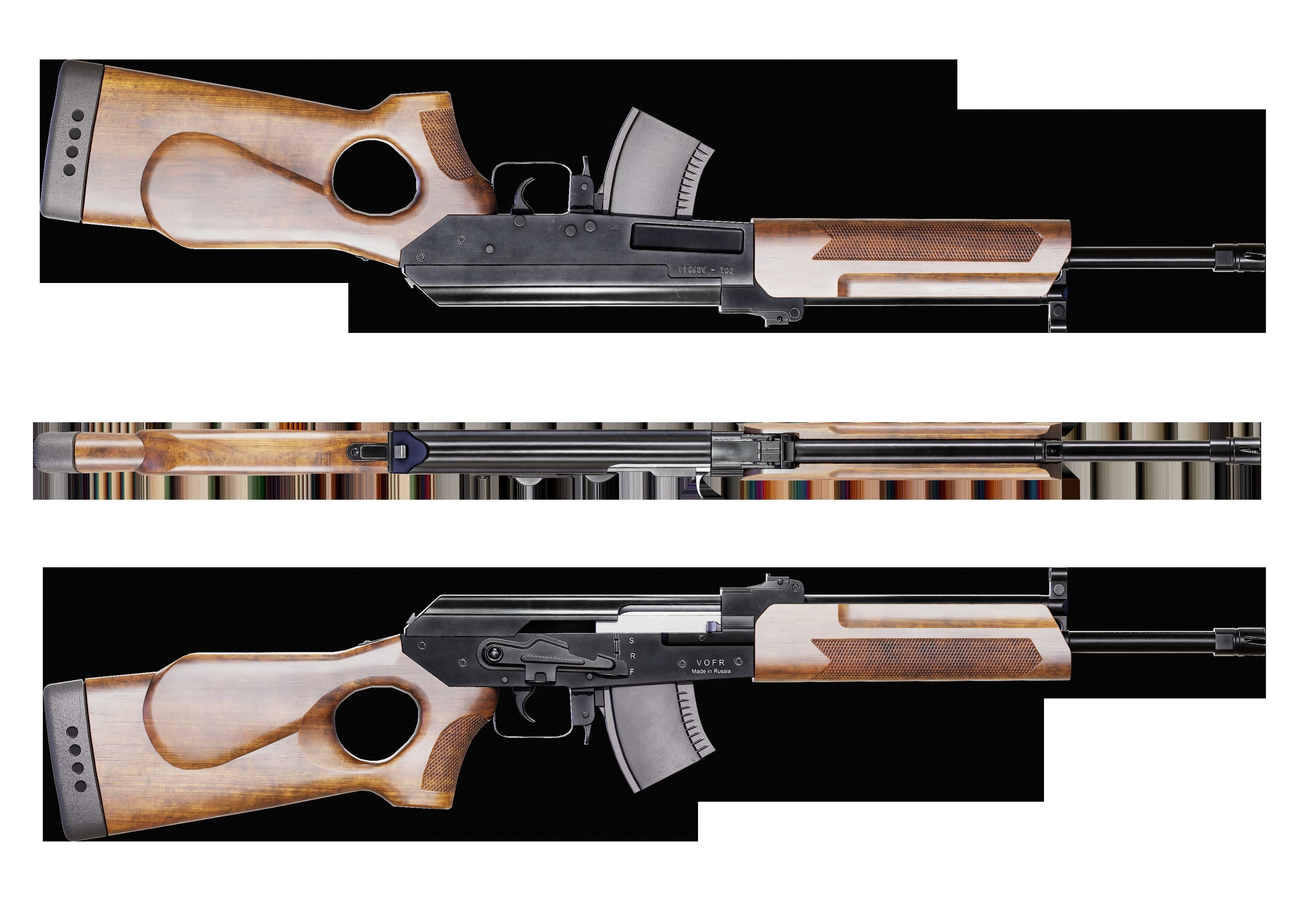 Game Ready VEPR Rifle PBR Rigged  Low-poly 3D model_4