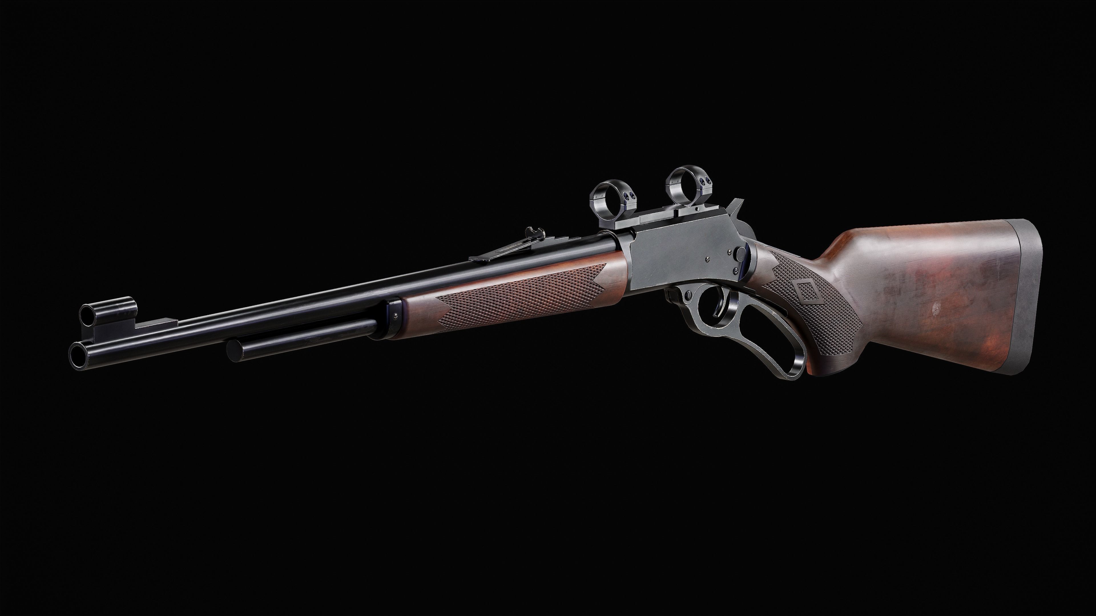Game Ready Marlin 308MX Lever Action Rifle PBR Rifle Low-poly 3D model_3