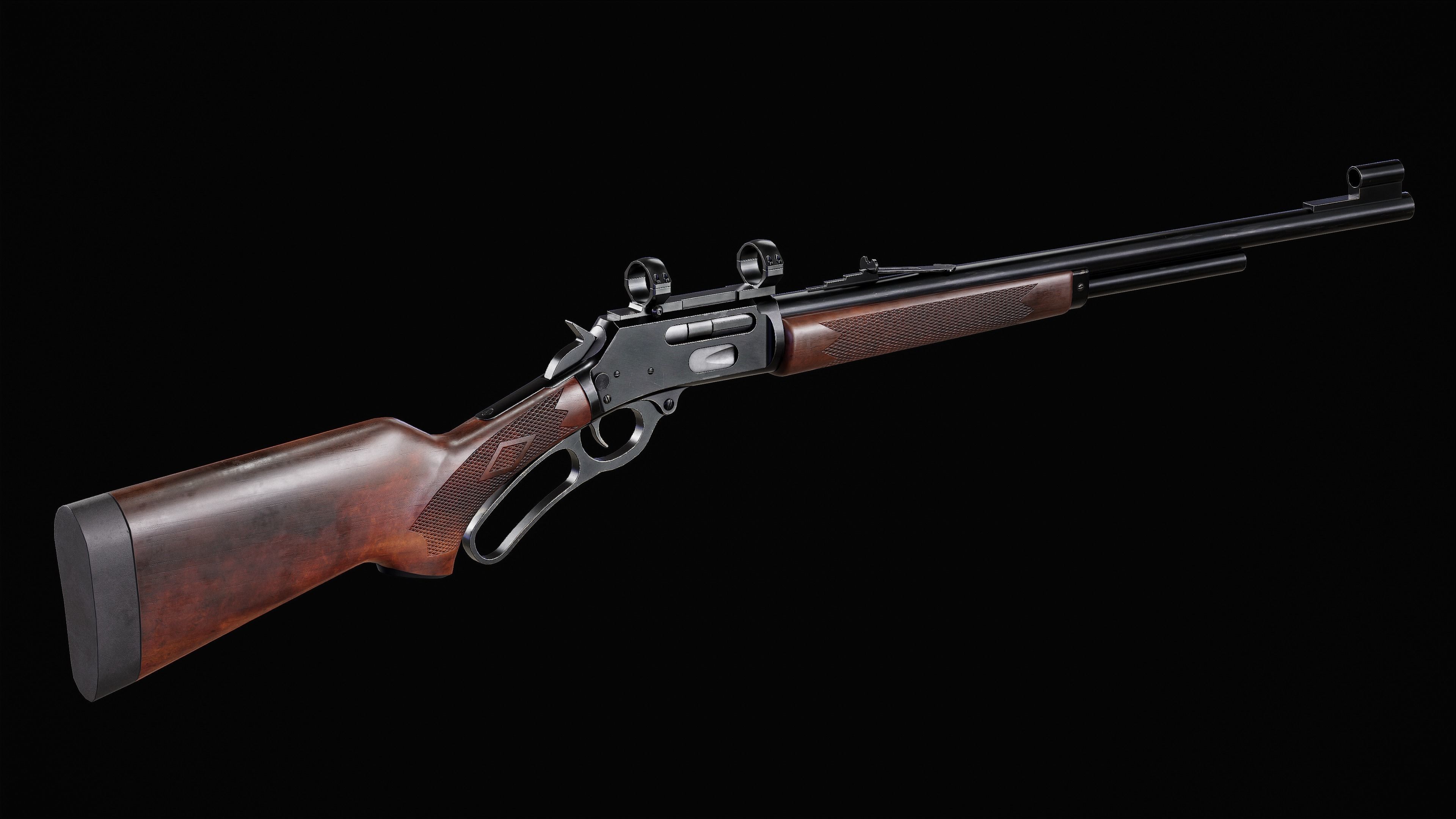 Game Ready Marlin 308MX Lever Action Rifle PBR Rifle Low-poly 3D model_4