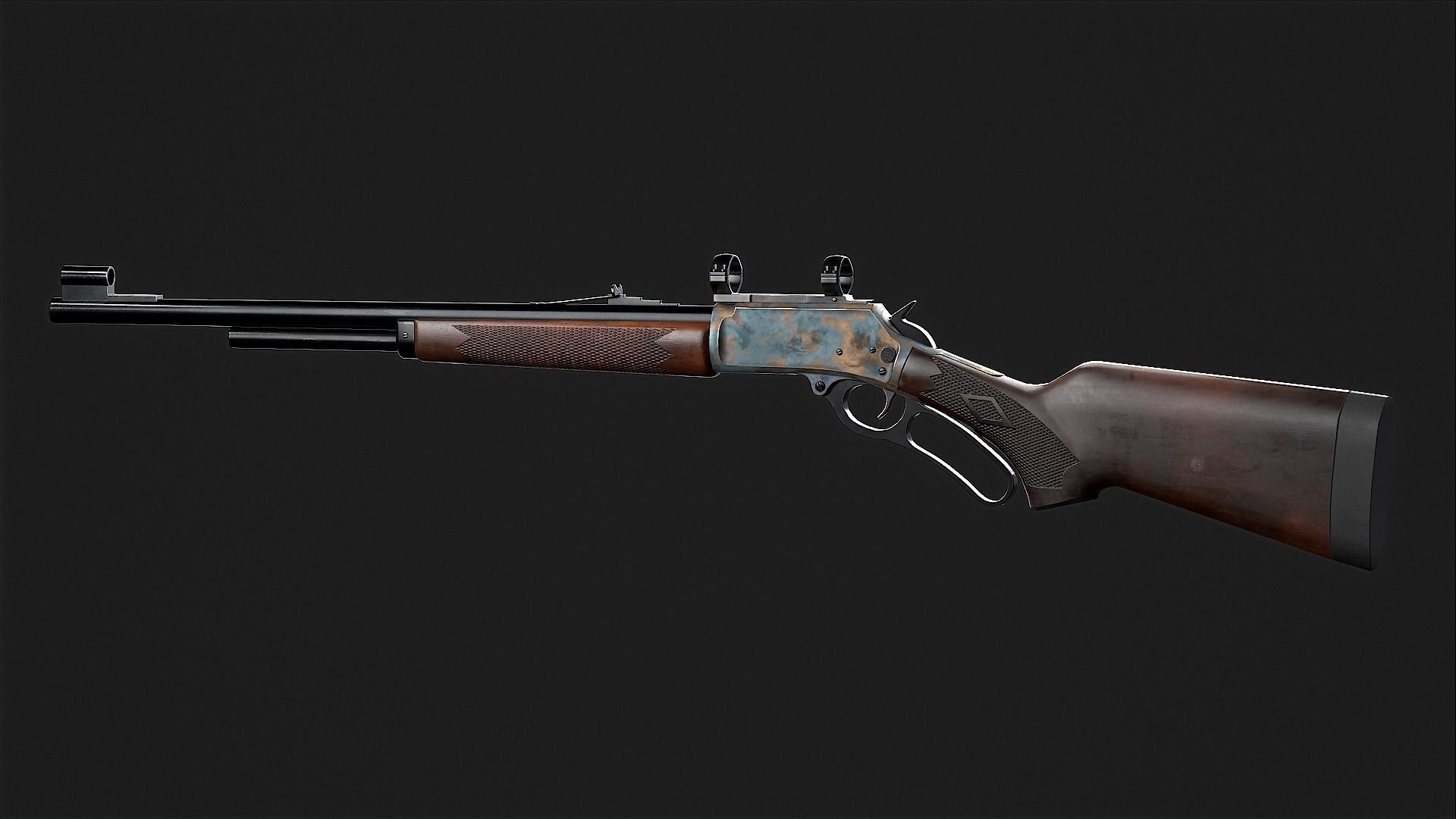 Game Ready Marlin 308MX Lever Action Rifle PBR Rifle Low-poly 3D model_7