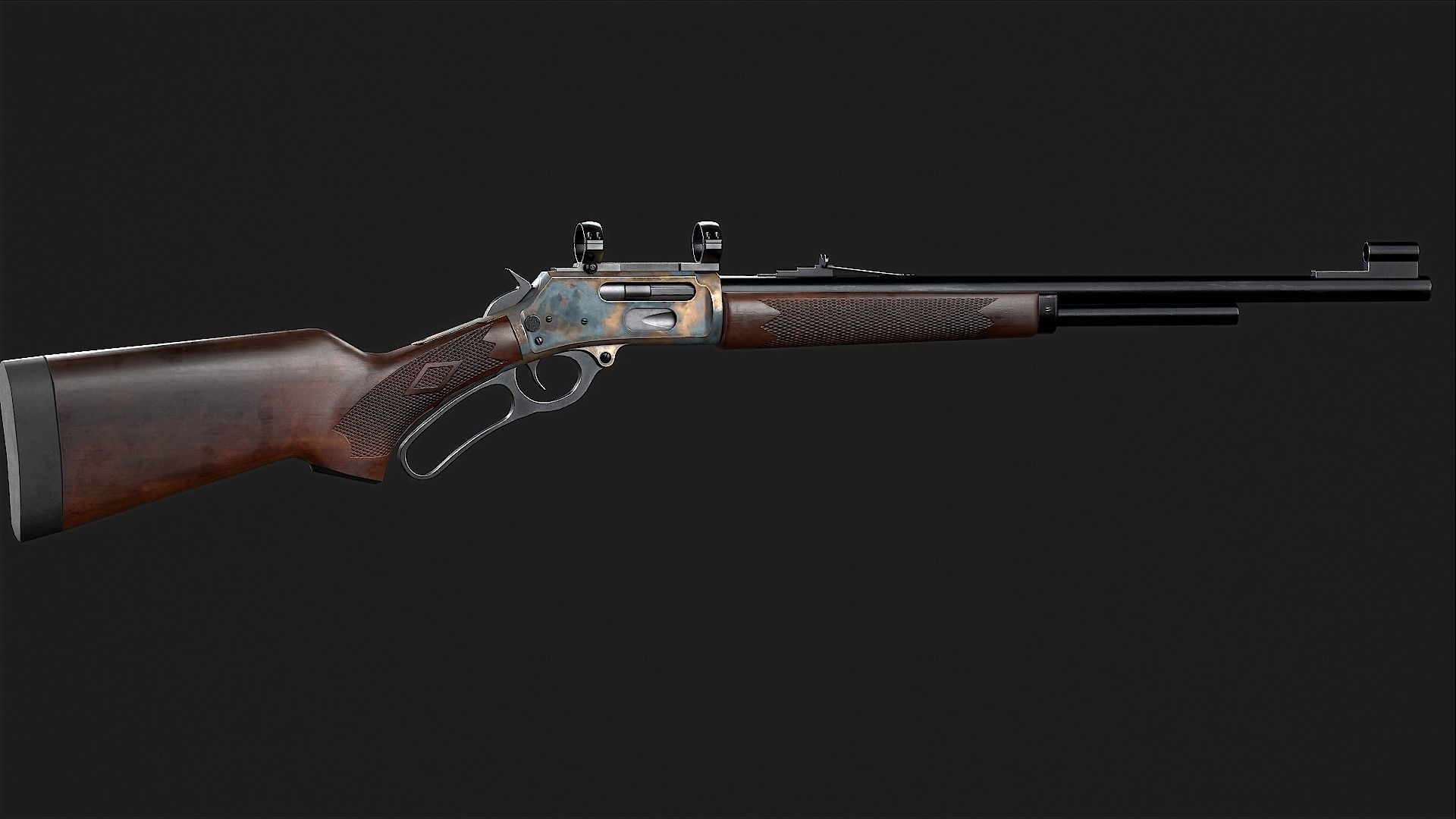 Game Ready Marlin 308MX Lever Action Rifle PBR Rifle Low-poly 3D model_6