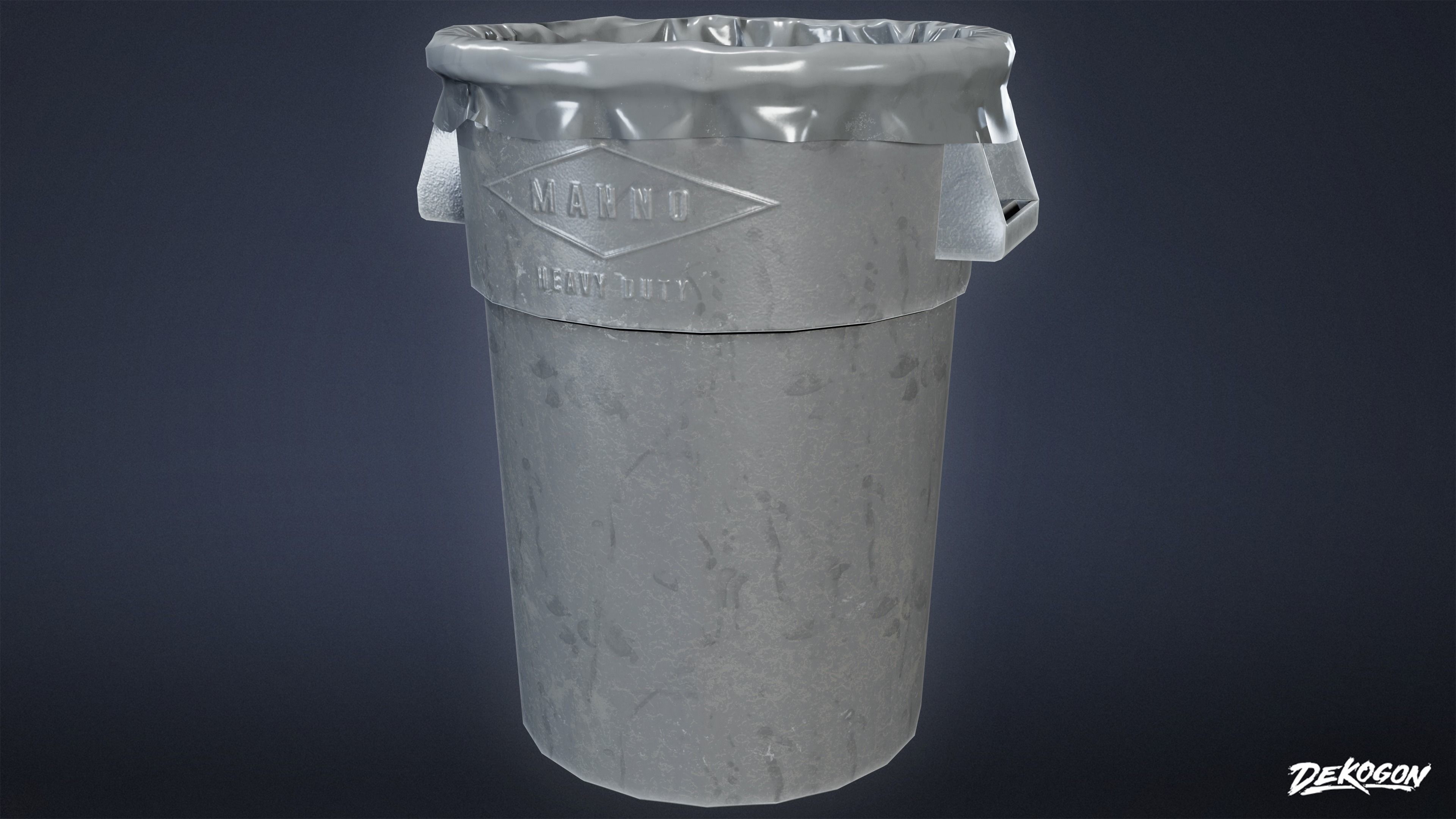 HIGH SCHOOL GYM - Trash Can 01 - LOW POLY Low-poly 3D model_13