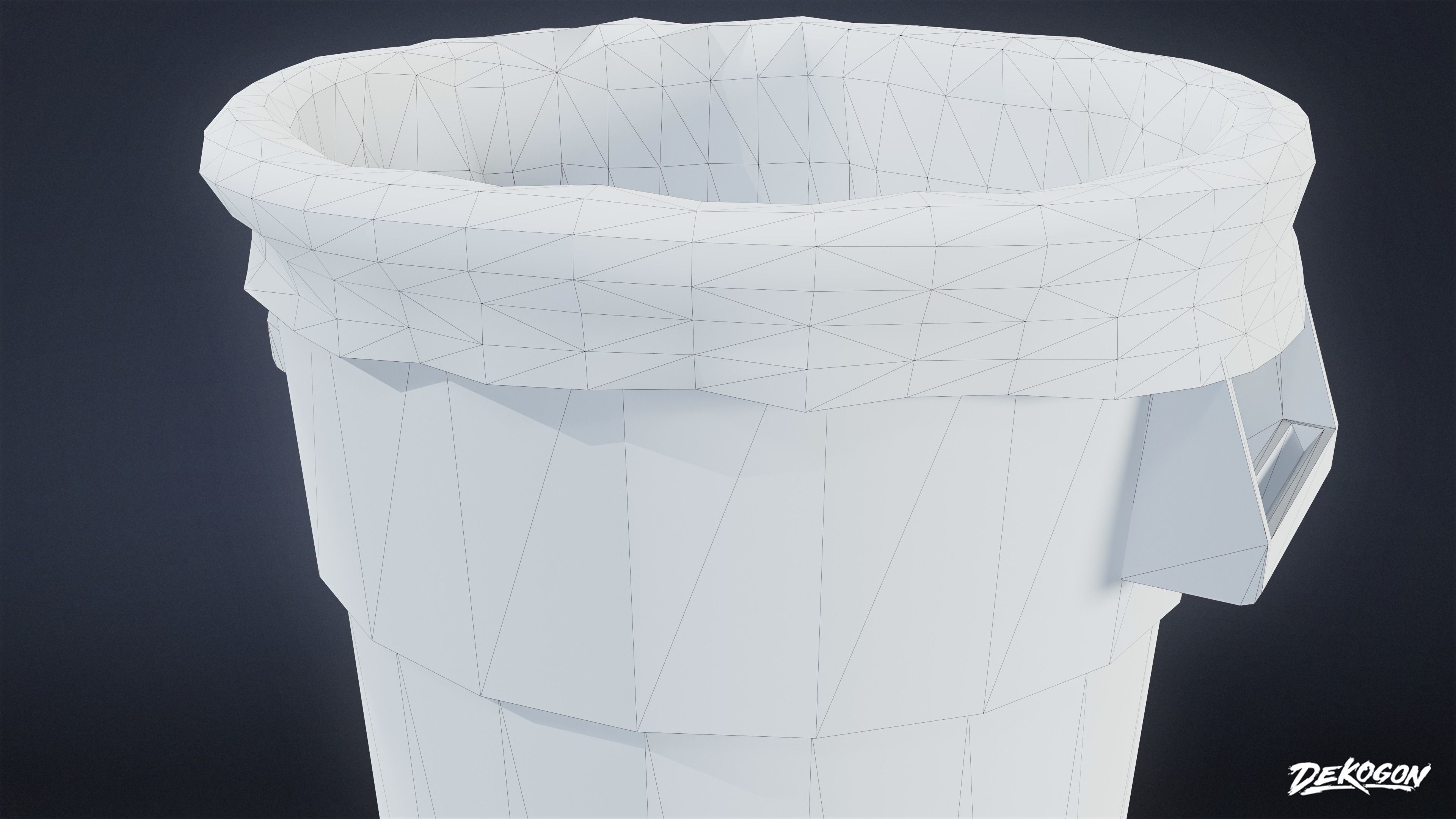 HIGH SCHOOL GYM - Trash Can 01 - LOW POLY Low-poly 3D model_17