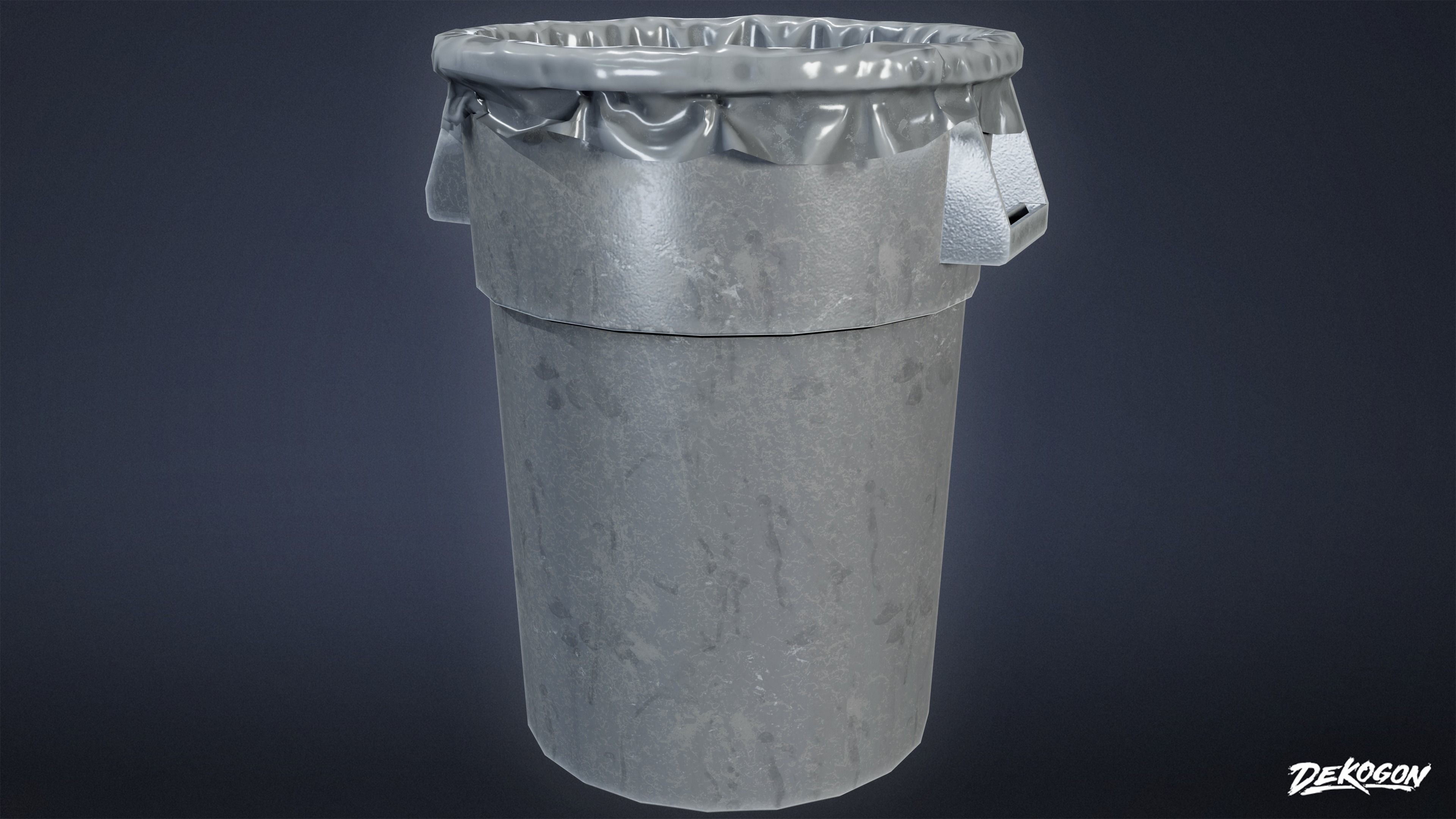 HIGH SCHOOL GYM - Trash Can 01 - LOW POLY Low-poly 3D model_10