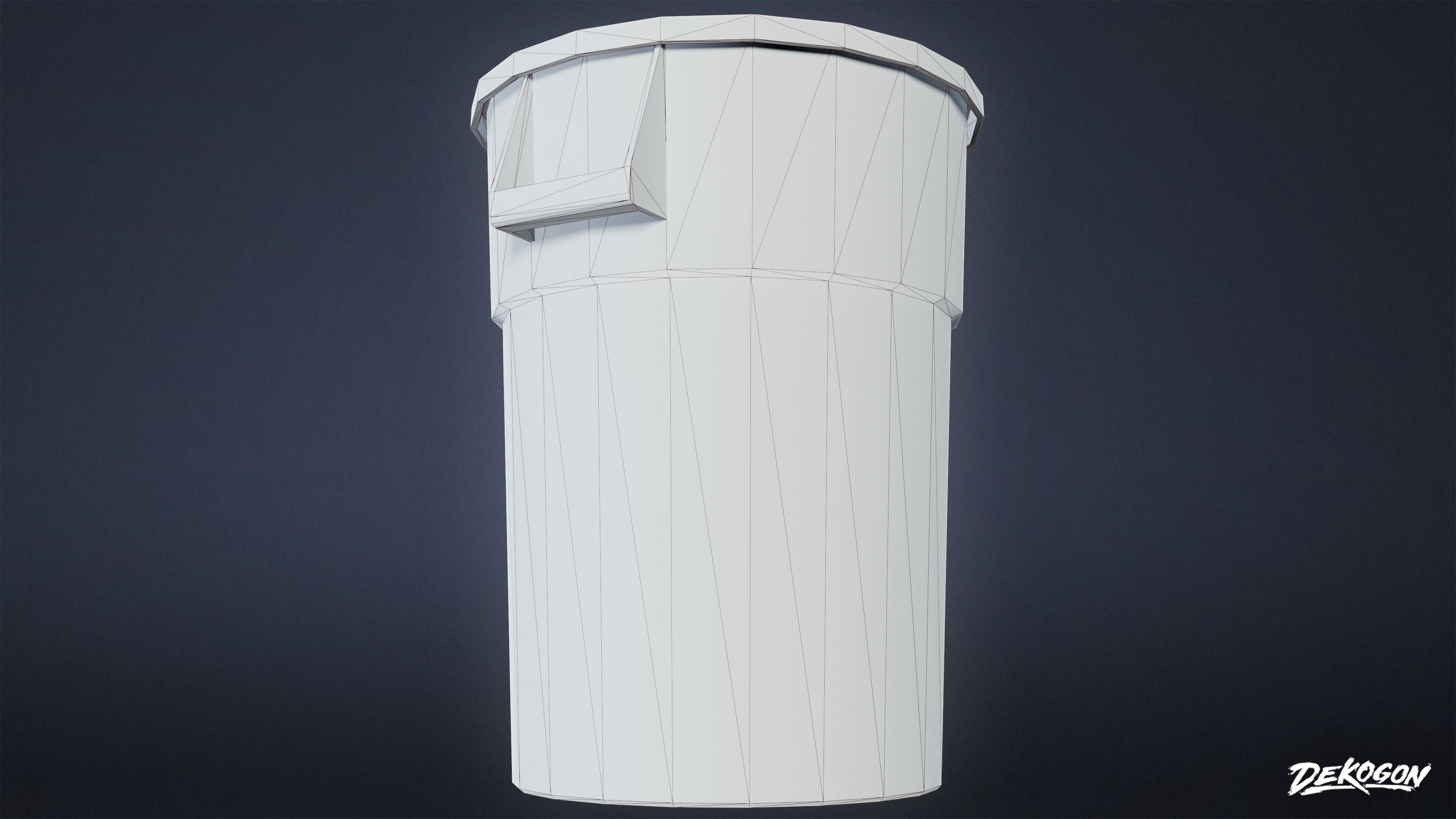 HIGH SCHOOL GYM - Trash Can 01 - LOW POLY Low-poly 3D model_9