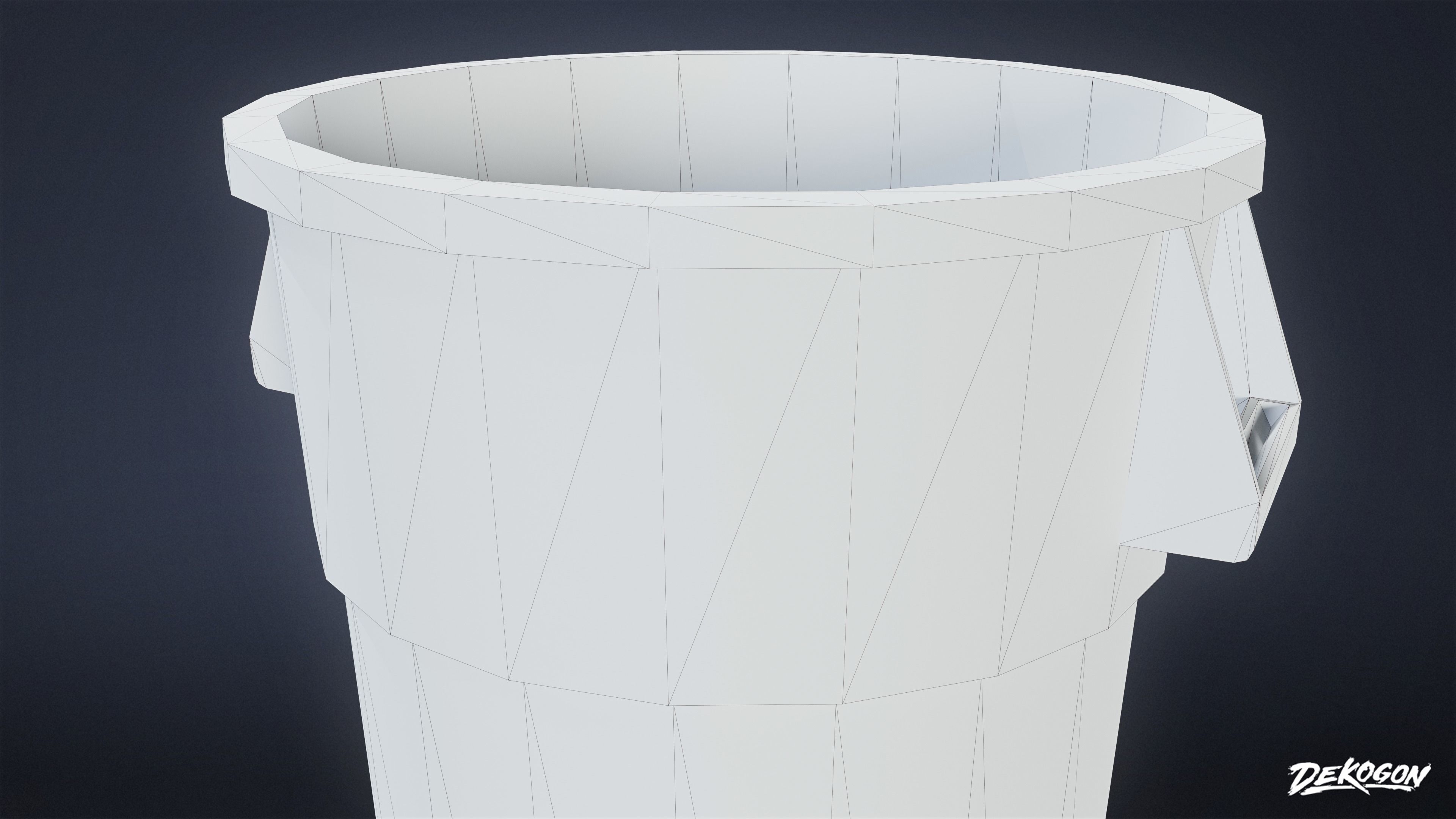 HIGH SCHOOL GYM - Trash Can 01 - LOW POLY Low-poly 3D model_7