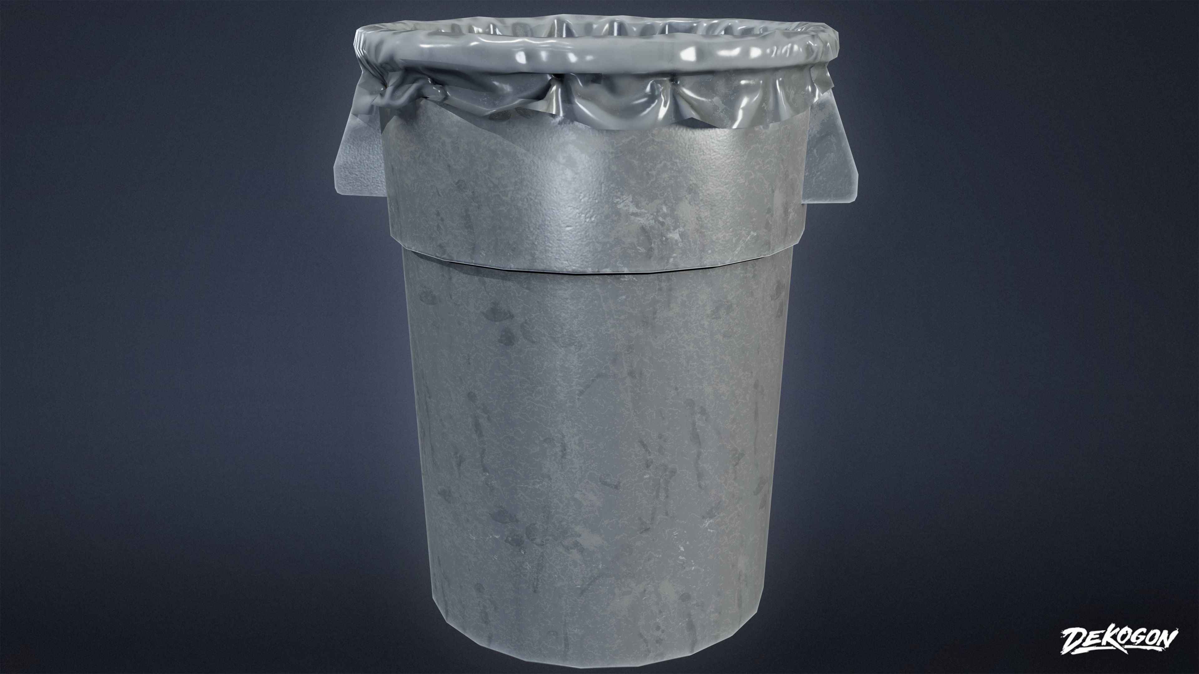 HIGH SCHOOL GYM - Trash Can 01 - LOW POLY Low-poly 3D model_11
