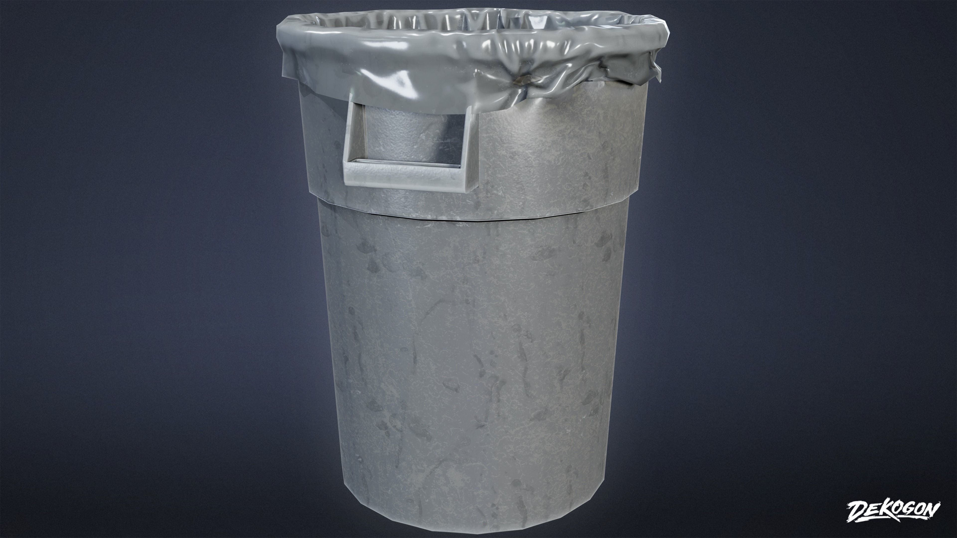 HIGH SCHOOL GYM - Trash Can 01 - LOW POLY Low-poly 3D model_12