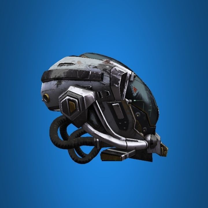 Robot damaged helmet  Low-poly 3D model_3