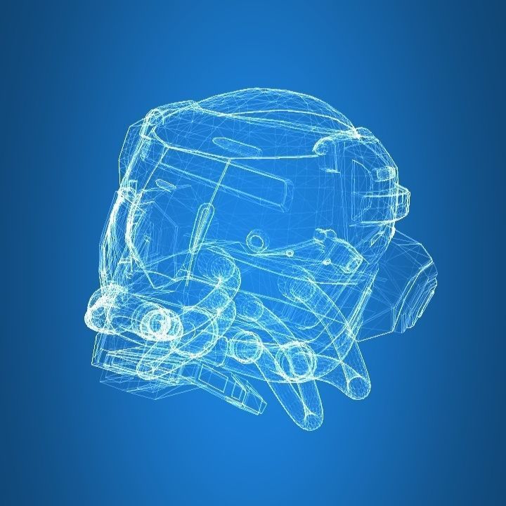 Robot damaged helmet  Low-poly 3D model_11