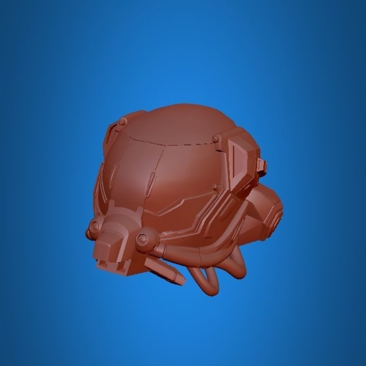 Robot damaged helmet  Low-poly 3D model_9