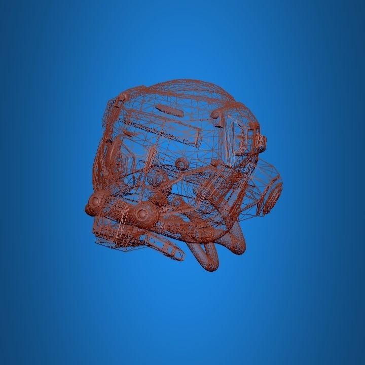 Robot damaged helmet  Low-poly 3D model_10