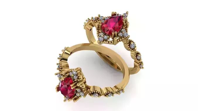 Pear shape diamond ring